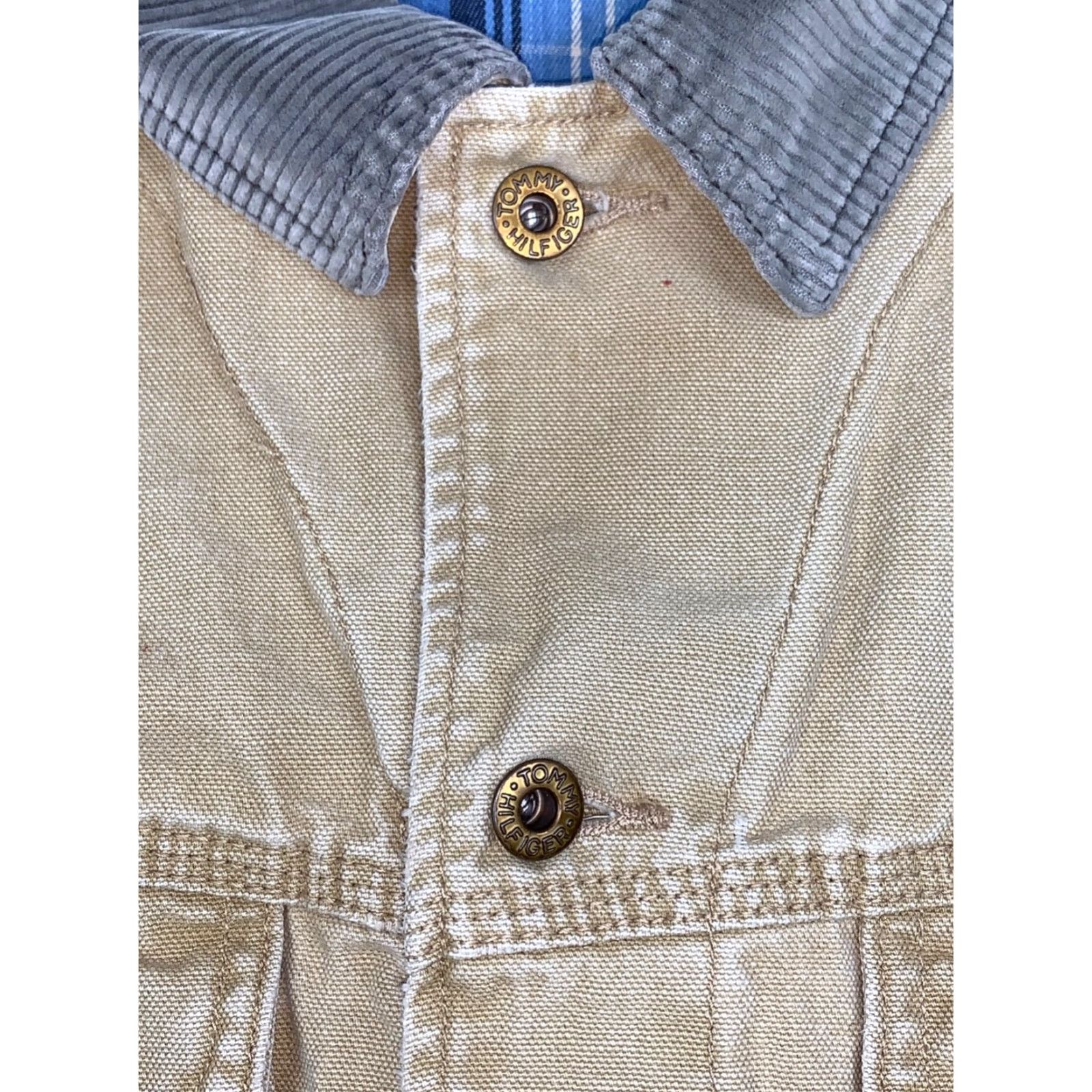 Tommy Hilfiger VINTAGE Tommy Hilfiger Jacket Mens XL Lined Button Beige 90s Chore Jacket Beige 90s Mens Jacket Size US XL / EU 56 / 4 - 5 Thumbnail
