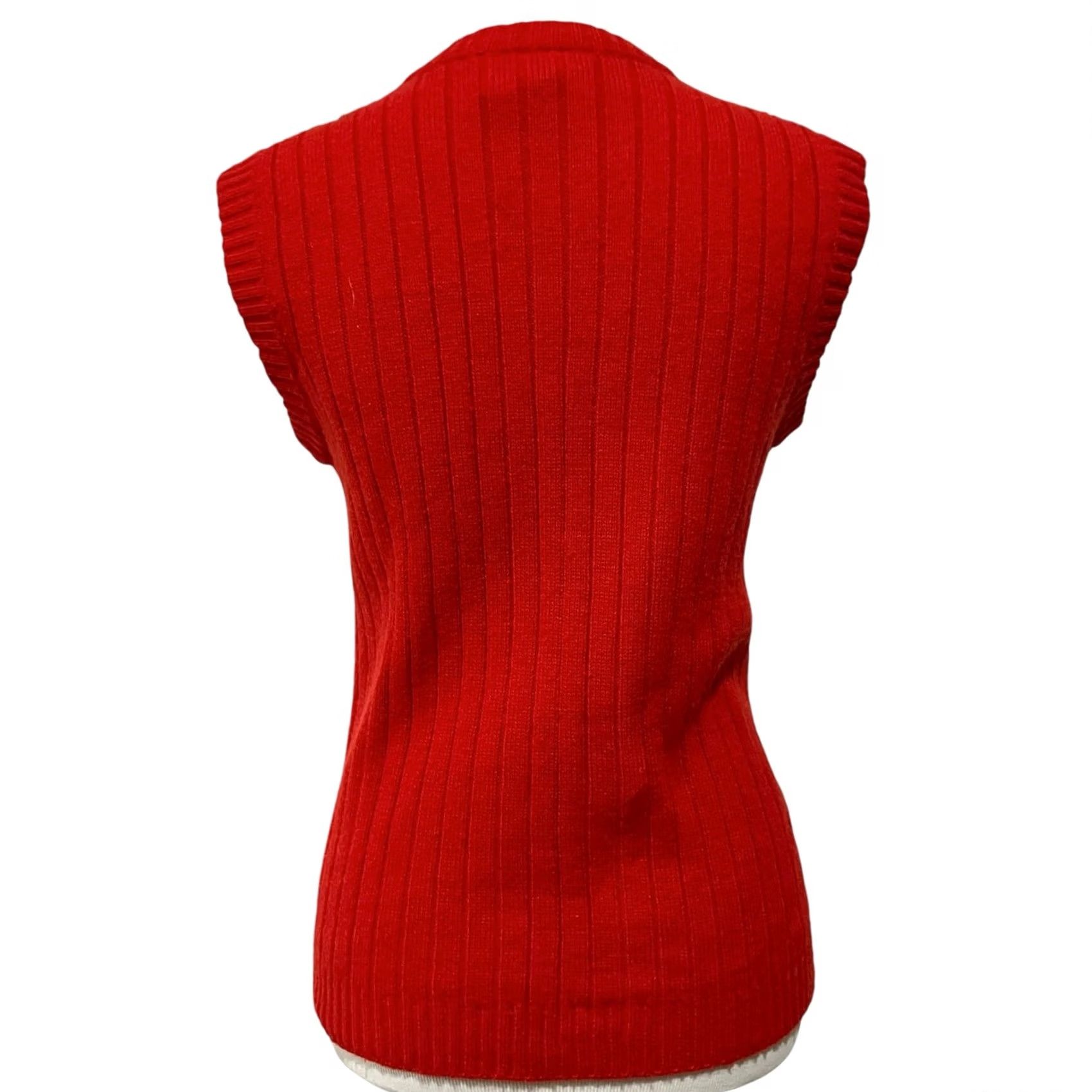 Vintage Merville Women’s Vest Sweater 80s Red V-Neck Pockets Button Front Sz M Vintage Size M / US 6-8 / IT 42-44 - 4 Thumbnail