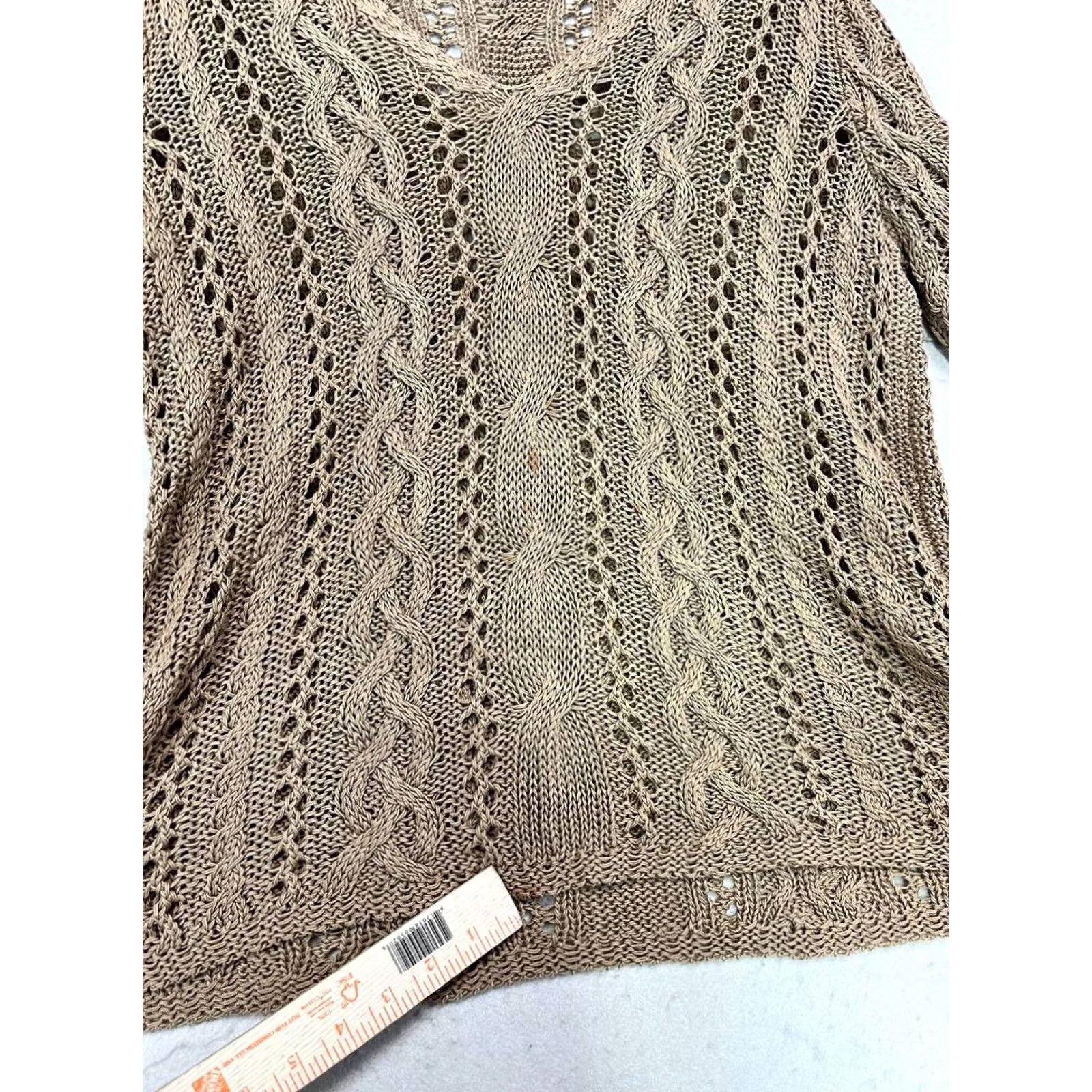 Polo Ralph Lauren VINTAGE Polo Ralph Lauren Women Plus XL Cable Knit Sweater V-Neck Blush Brown Pullover Knitwear Preppy Size XL / US 12-14 / IT 48-50 - 6 Thumbnail