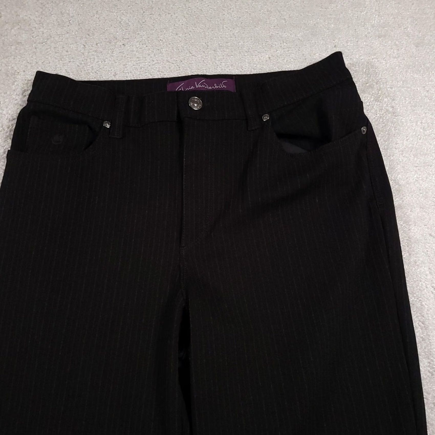 Gloria Vanderbilt Gloria Vanderbilt Pants Womens 10 Black Pinstripe Straight Leg Dress Trousers Slim Workwear Casual Size 32" / US 10 / IT 46 - 3 Thumbnail