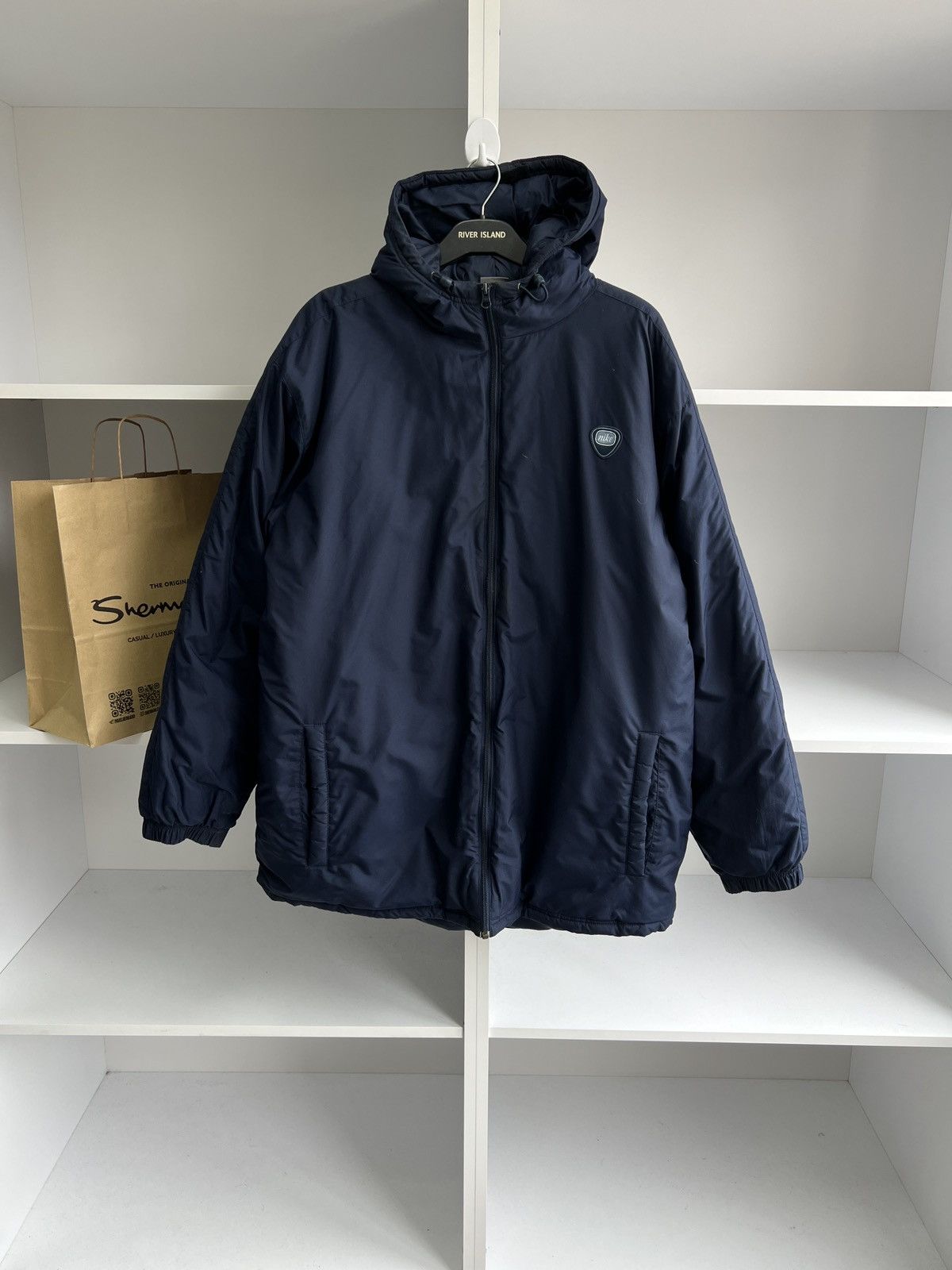 Nike × Vintage 90s Nike Retro Logo Vintage Y2K Puffer Outdoor Jacket Size US XL / EU 56 / 4 - 1 Thumbnail