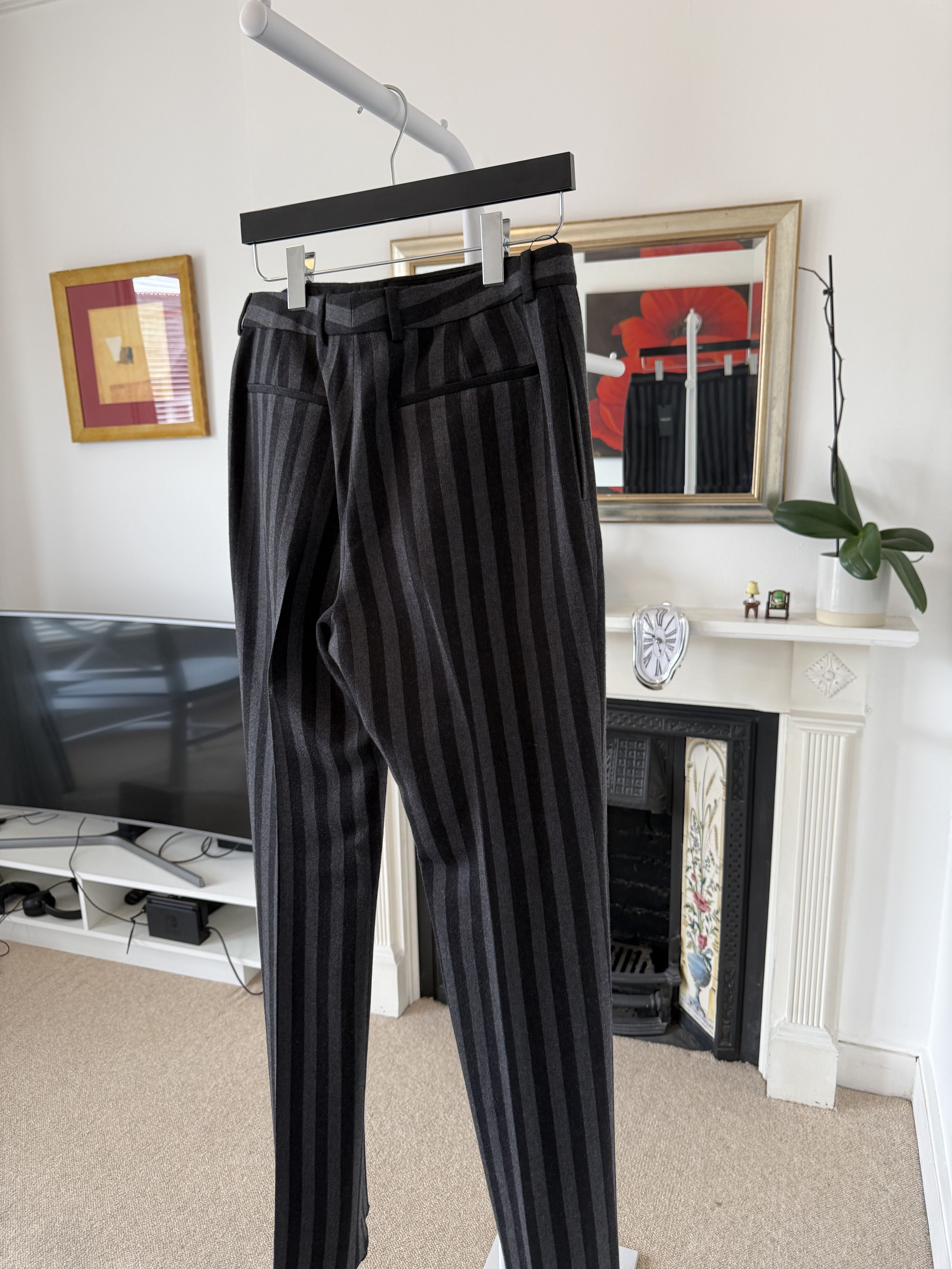 Saint Laurent Paris FW23 Saint Laurent Wool Trousers in Striped Black/Gray Size US 30 / EU 46 - 4 Thumbnail