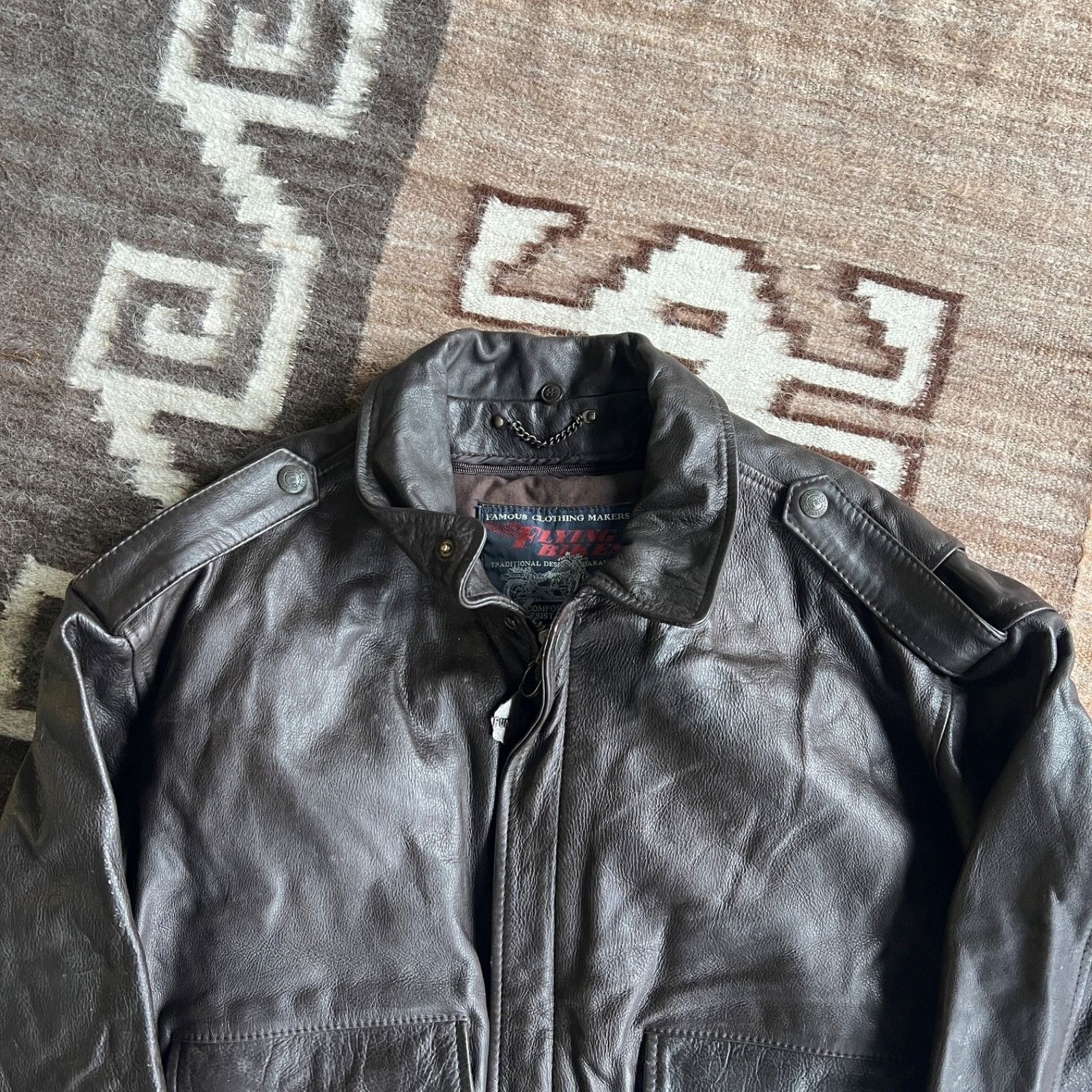 Genuine Leather Oakwood Flying Bikes Leather Cowhide Biker Jacket 9882AC Size US XL / EU 56 / 4 - 2 Thumbnail