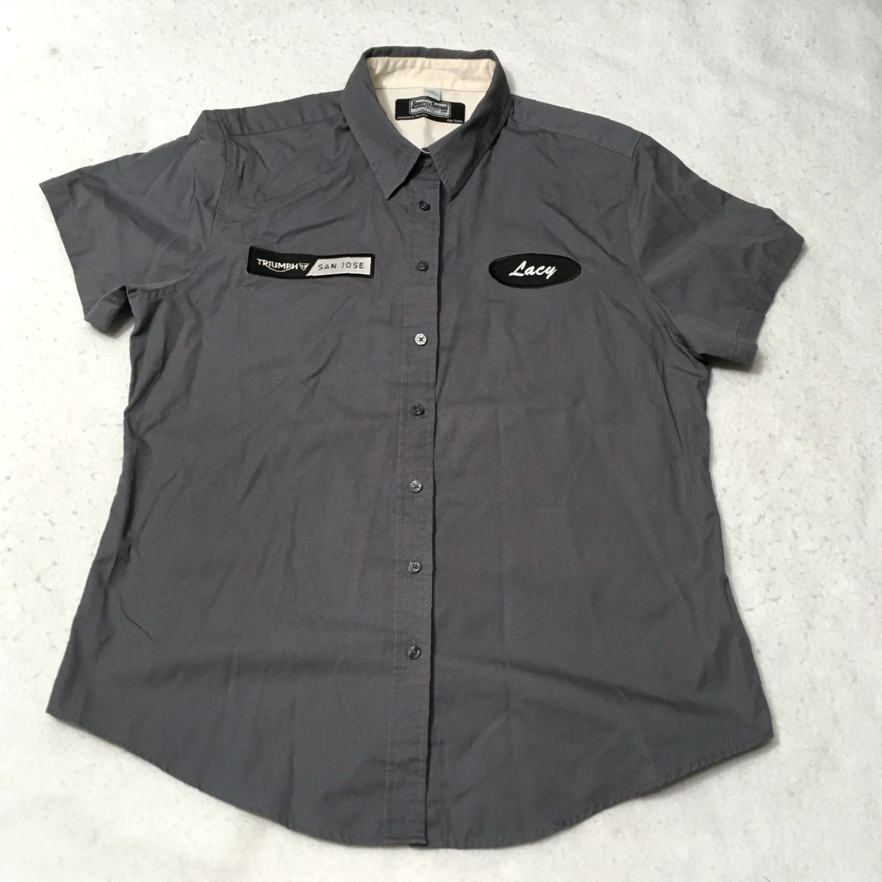 Vintage Spirit Triumph Motorcycles Women's Shirt large double sided patches employee Size L / US 10 / IT 46 - 7 Thumbnail