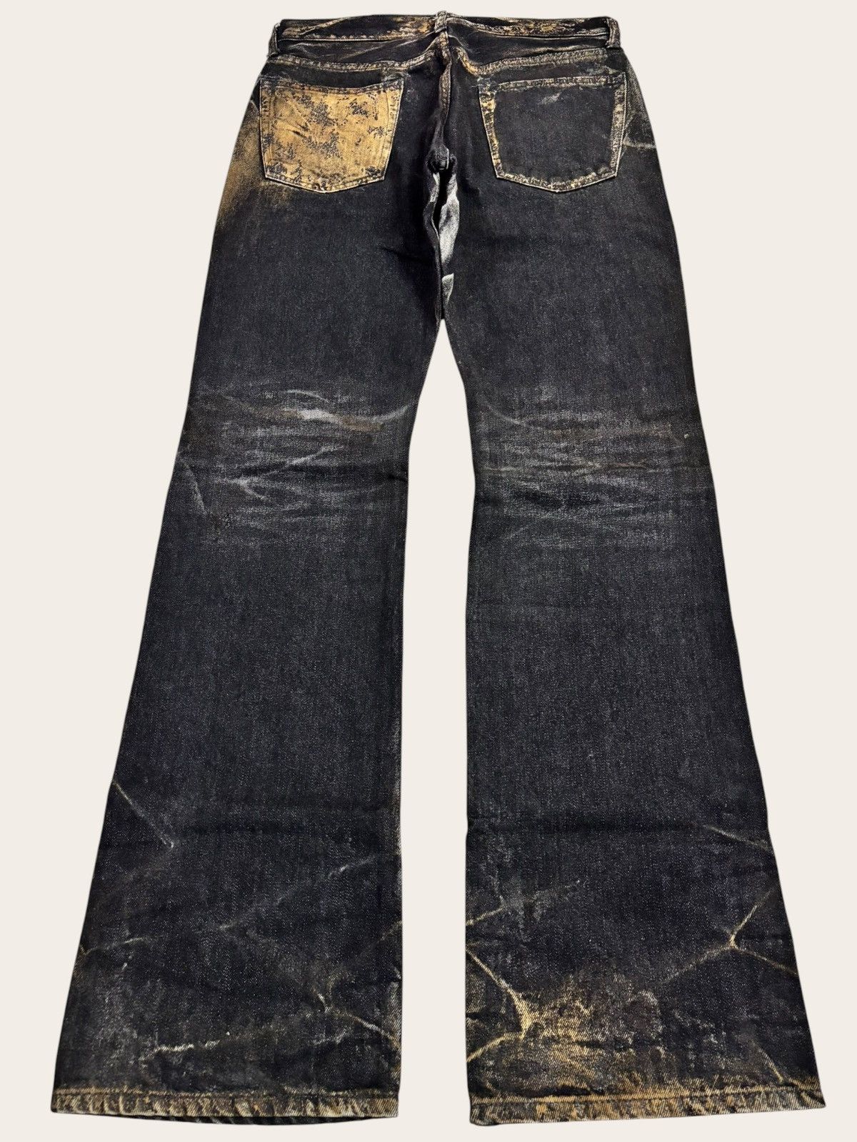 Le Grande Bleu (L.G.B.) Japan Tabloid News Acid Washed Flared Jeans Size US 30 / EU 46 - 2 Thumbnail