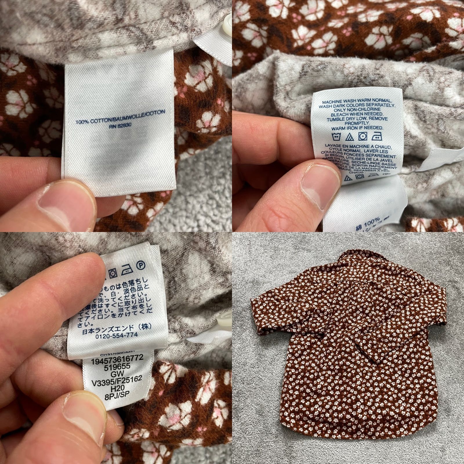 Lands' End VINTAGE Lands' End Women's Button-Up Shirt Casual Long Sleeve Cotton Knit Brown Floral Small S Size S / US 4 / IT 40 - 8 Thumbnail