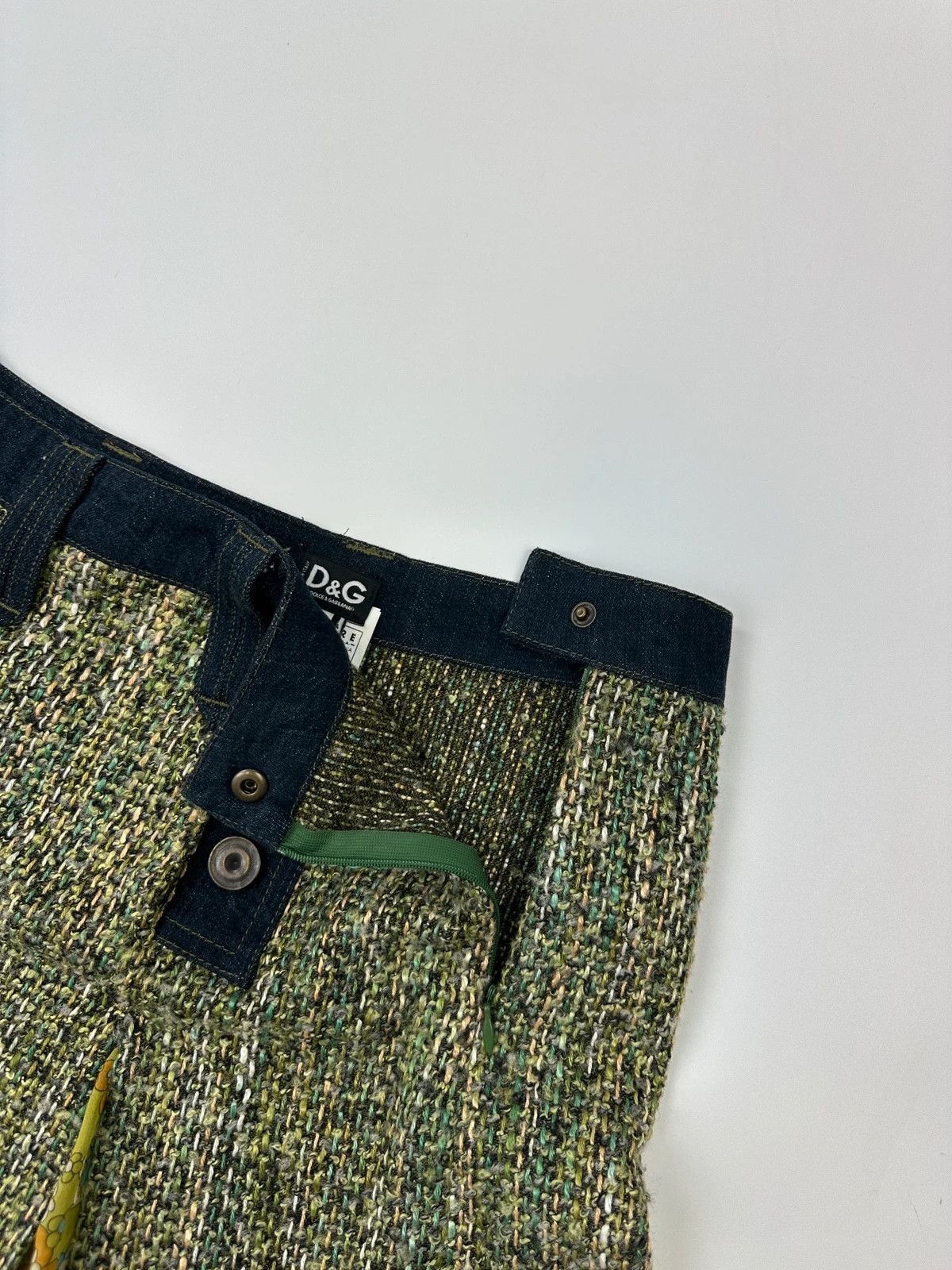 Dolce & Gabbana Dolce & Gabbana 00’s Tweeds & Silk Green Denim Waist Skirt Size 28" / US 6 / IT 42 - 6 Thumbnail