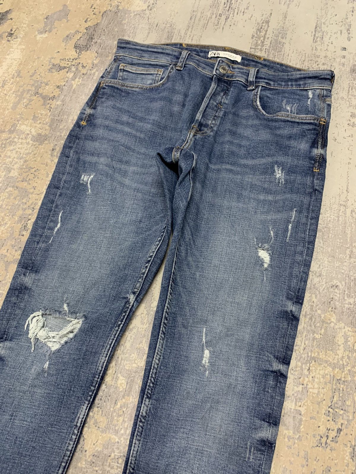 Designer × Jean × Zara Zara Thrasher Skinny-Fit Distressed Jeans 34x30 Size US 34 / EU 50 - 3 Thumbnail