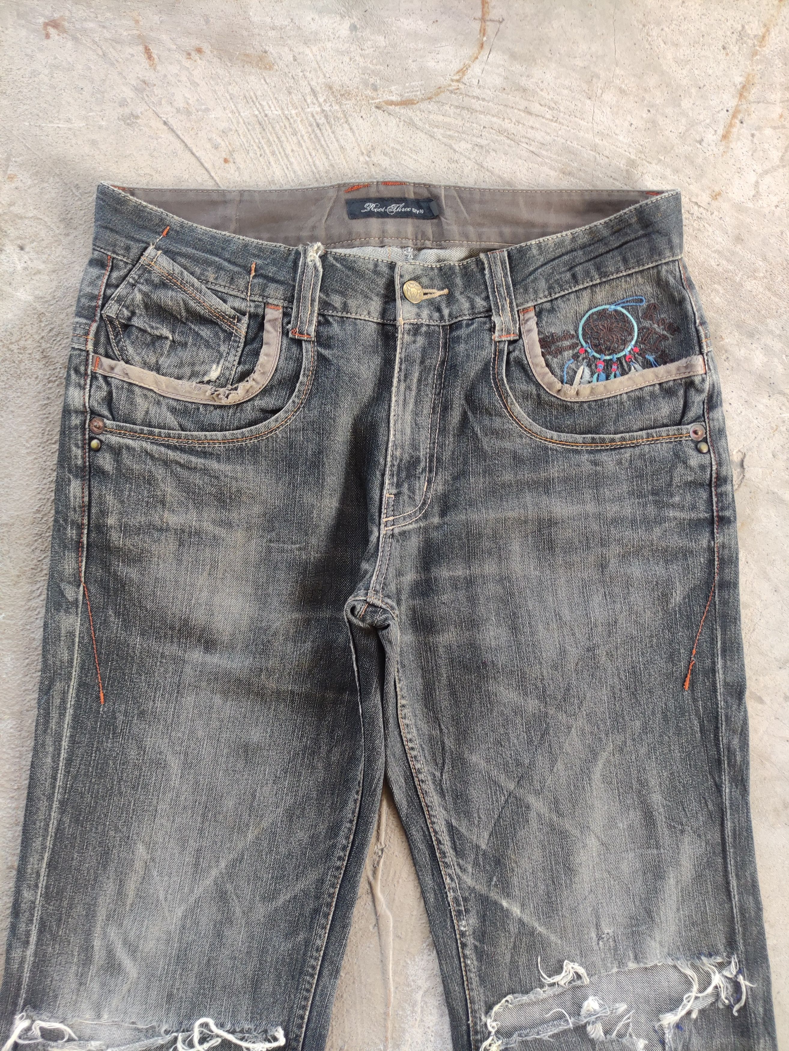 Japanese Brand Vintage Japanese Flare Jean Distressed Fader Denim Size US 34 / EU 50 - 3 Thumbnail