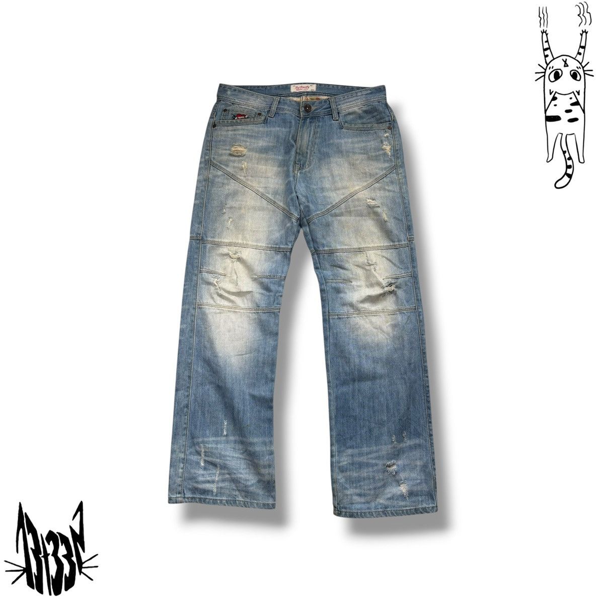 Ed Hardy Ed hardy men’s blue and white embroidered jeans 34W 32L Size US 34 / EU 50 - 2 Thumbnail