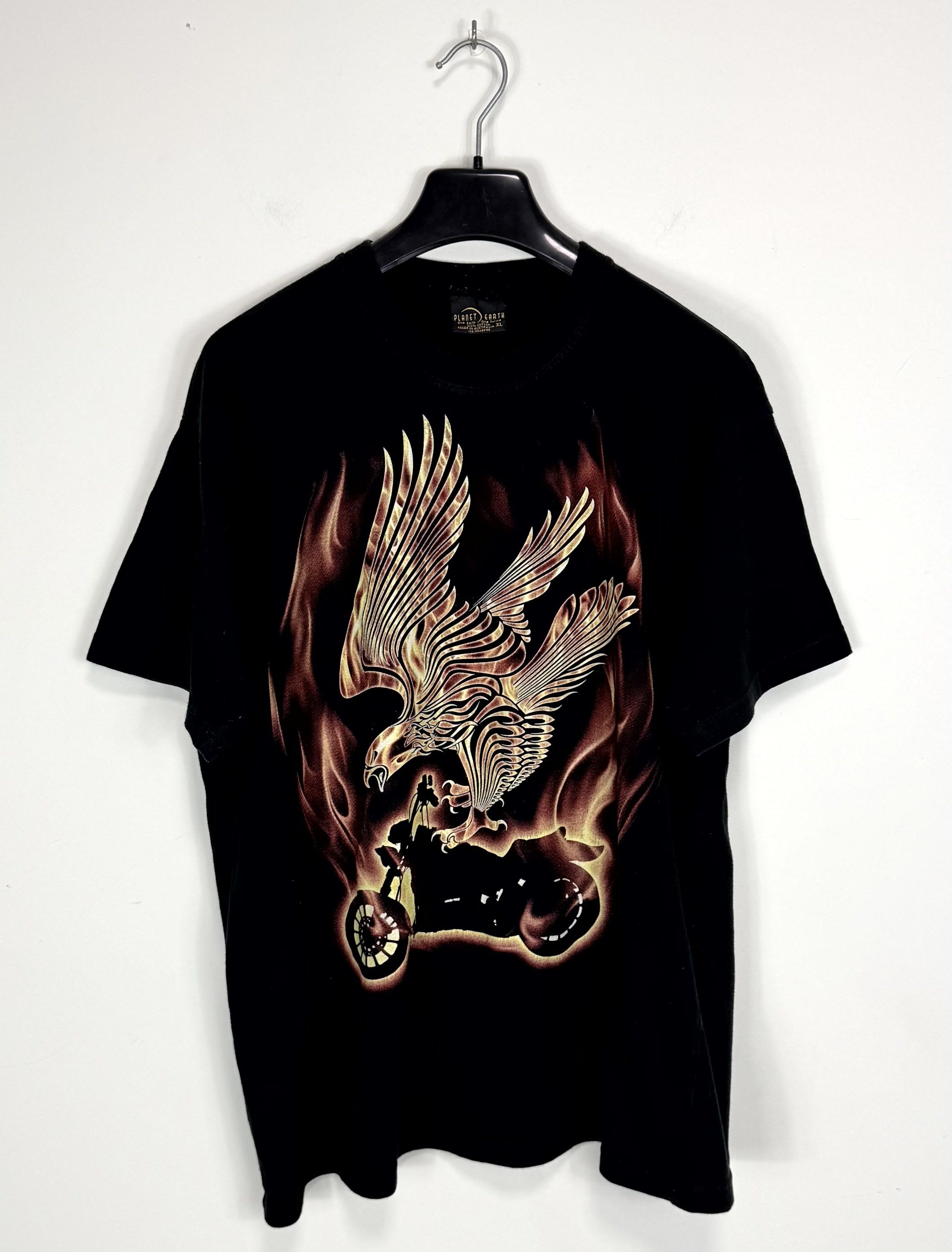 Vintage Vintage Planet Earth Australia Flaming Biker Eagle T-Shirt Size US XL / EU 56 / 4 - 1 Thumbnail