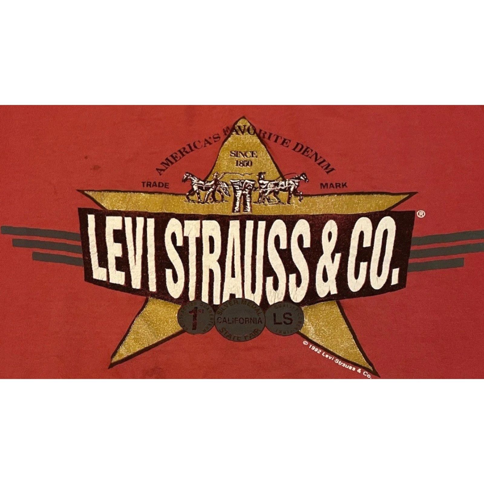 Vintage VINTAGE Levi’s Shirt Men's M Red 90s Boxy Distressed Trucker Grunge 501 USA Single Stitch Size US M / EU 48-50 / 2 - 3 Thumbnail