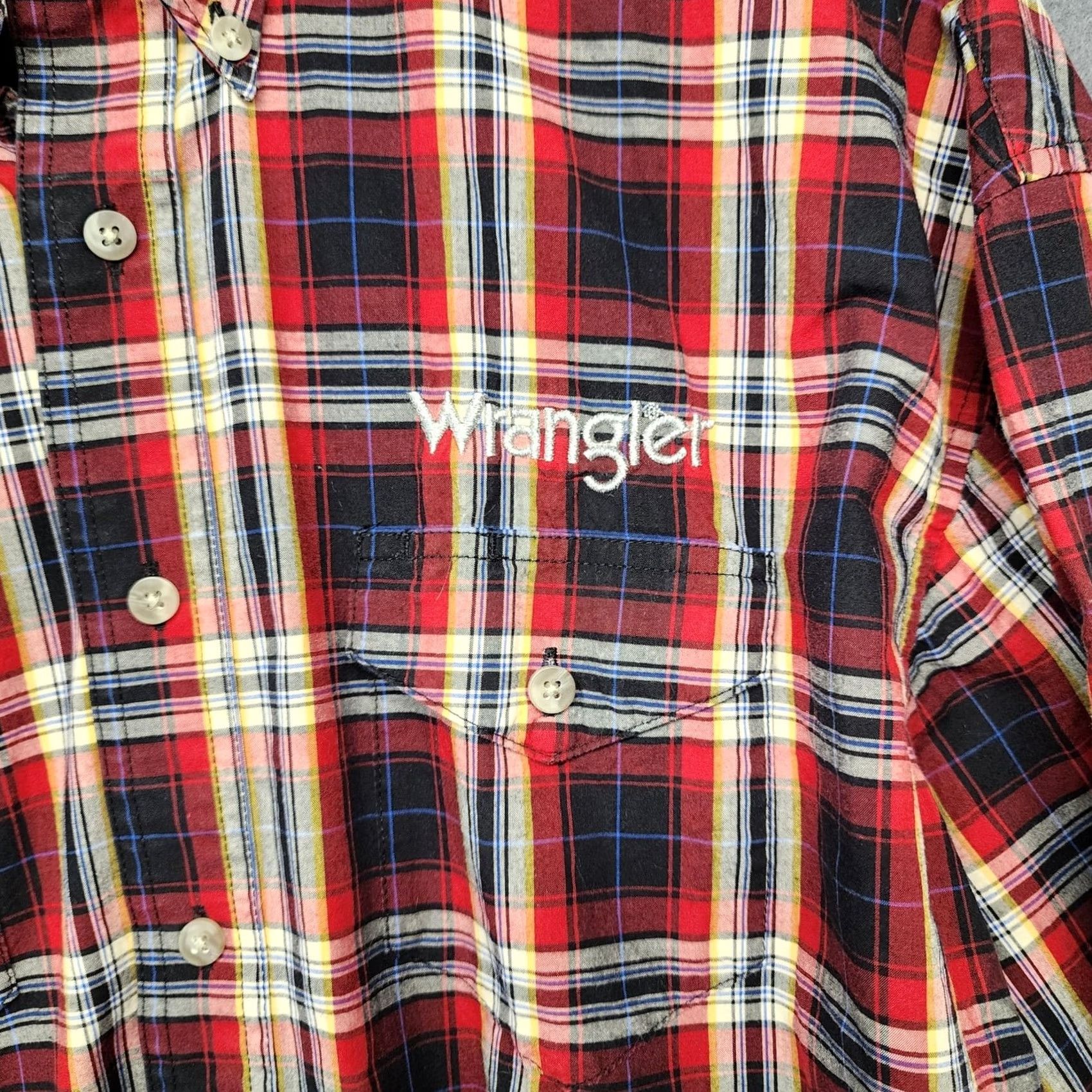 Wrangler VINTAGE? Wrangler PBR Shirt Mens Large Western Rodeo Button Up Red Plaid Embroidered Size US L / EU 52-54 / 3 - 7 Thumbnail