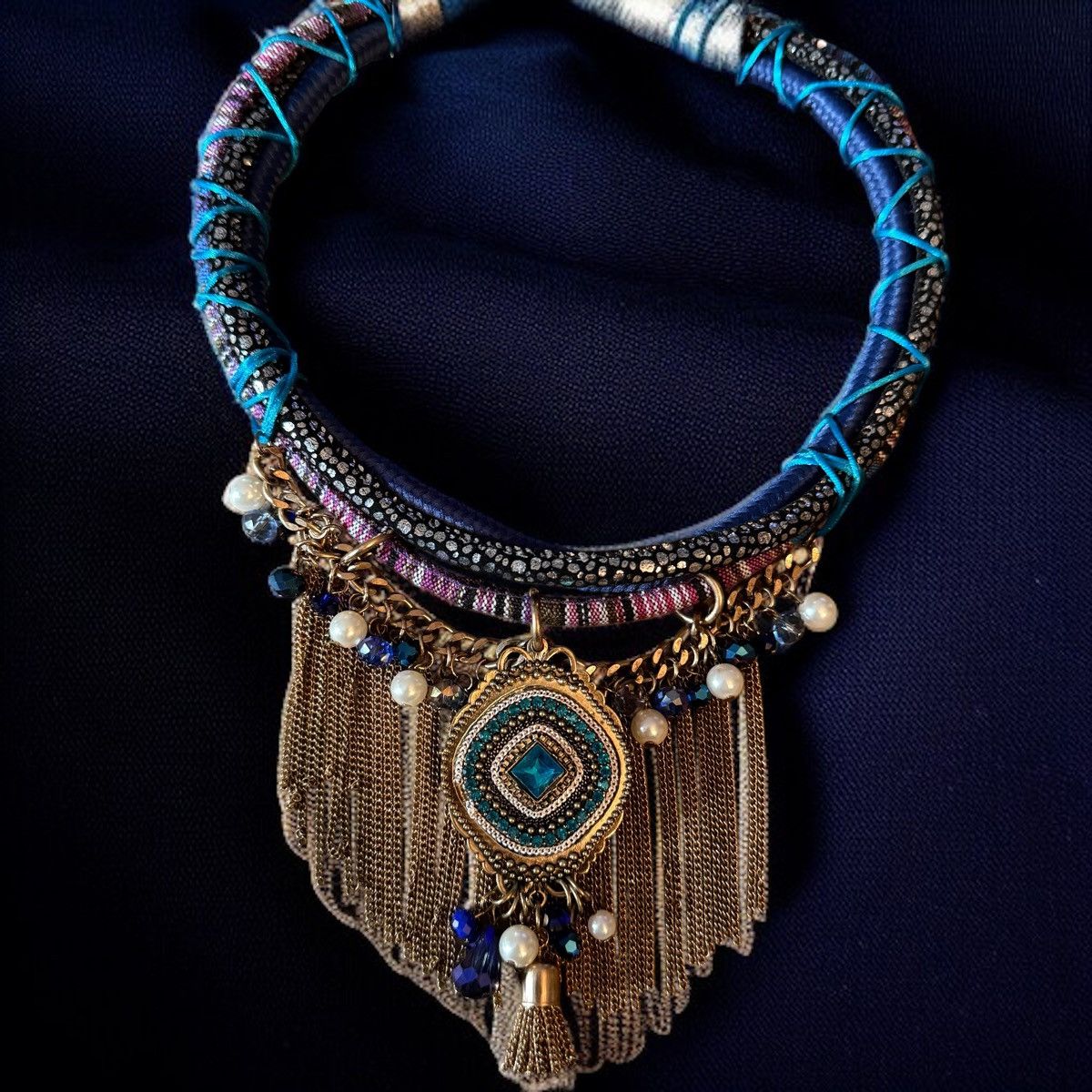 Other Makarlon Regal Boho Beaded Pendant Fringe Statement Necklace Size ONE SIZE - 2 Thumbnail