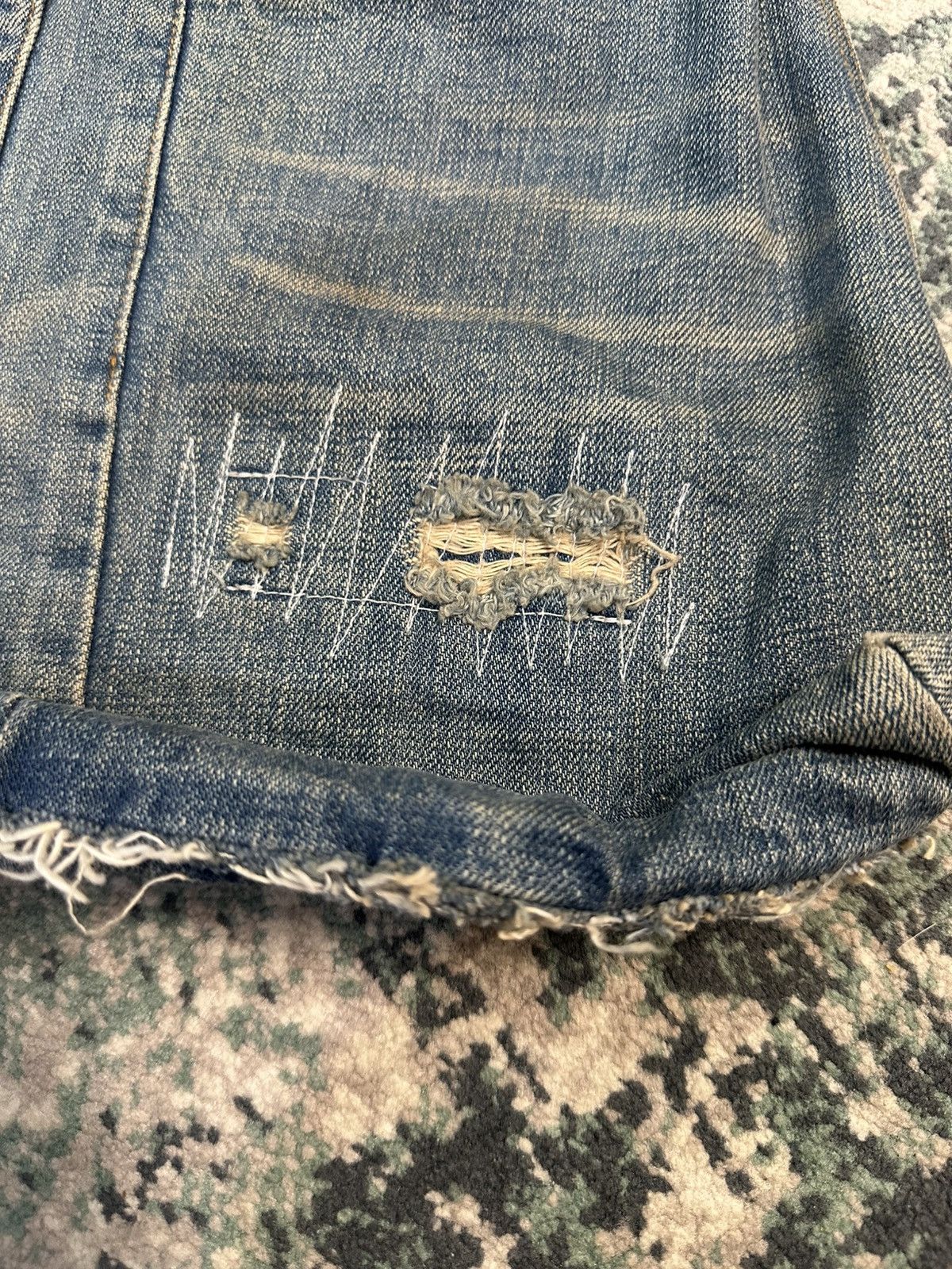 If Six Was Nine L.G.B Le Grande Bleu | Reconstructed Denim Distressed Bag Size ONE SIZE - 15 Thumbnail