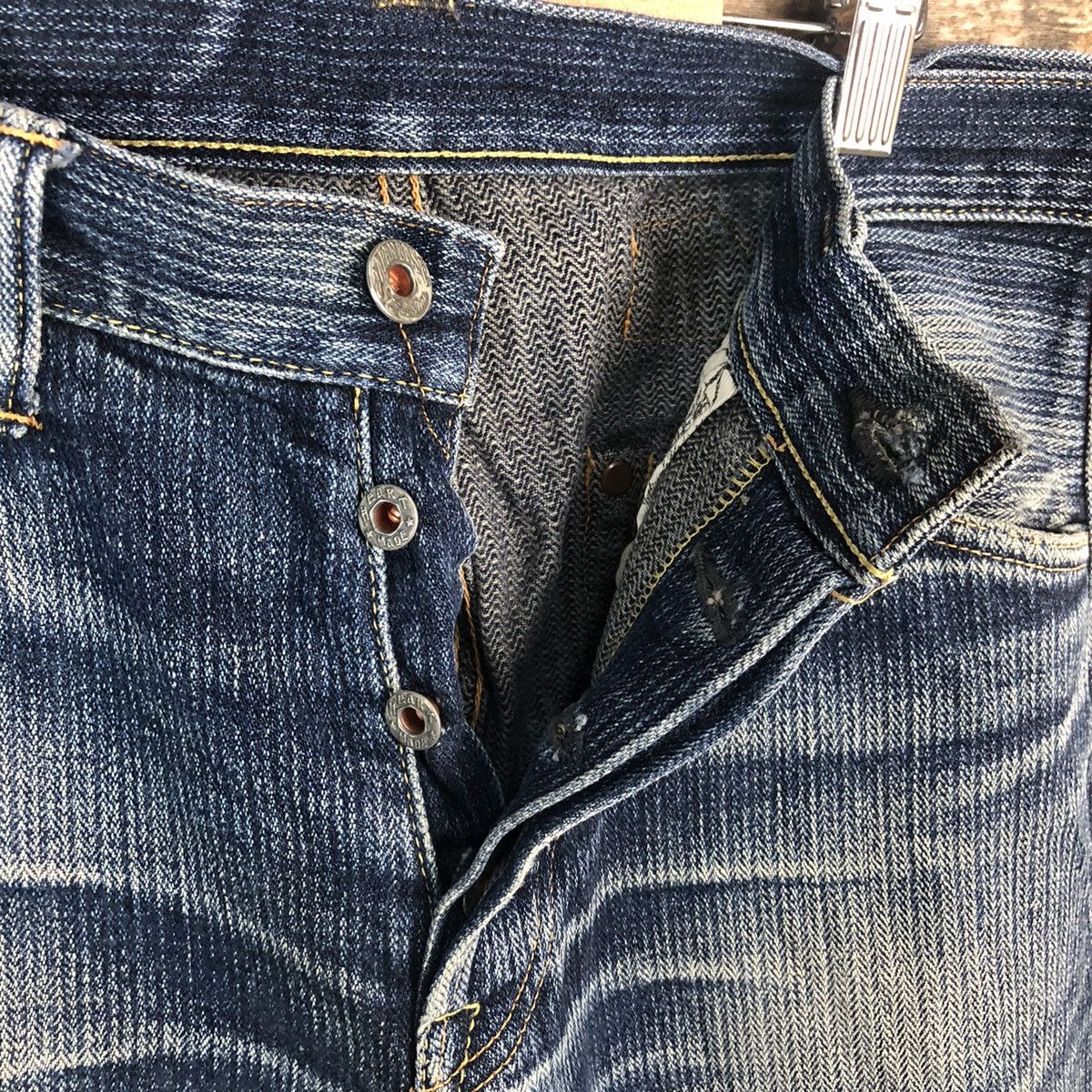 Japanese Brand DL Graph Zero Blue Distressed selvedge Denim Pants #A2073 Size US 33 - 13 Thumbnail
