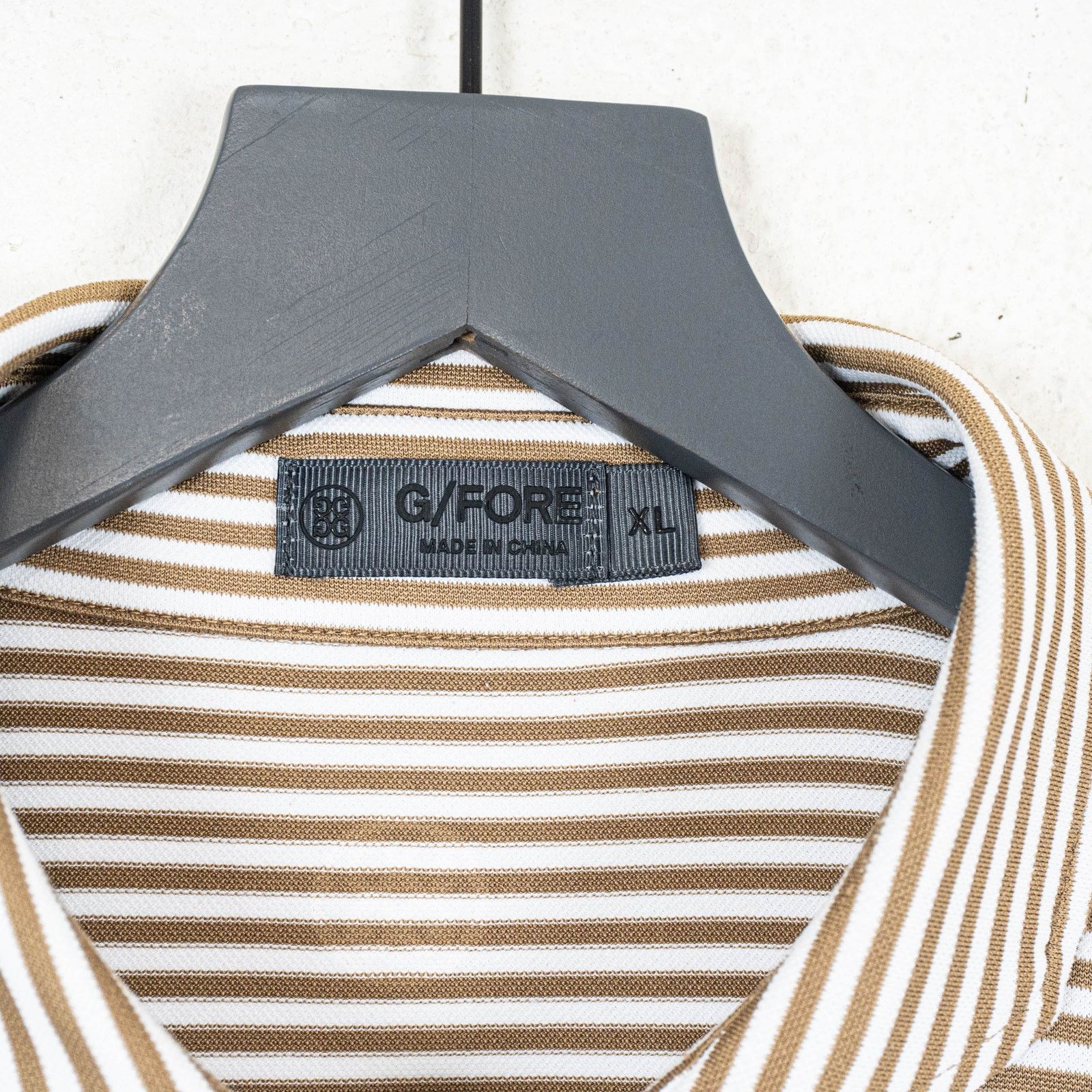G/FORE G/FORE Golf Tech Polo Shirt White brown striped size XL Size US XL / EU 56 / 4 - 4 Thumbnail