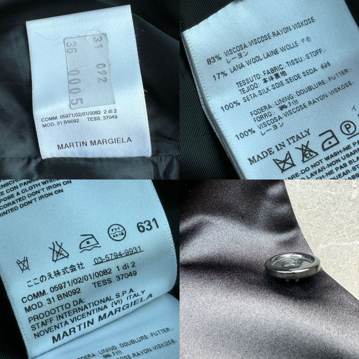 Maison Margiela Early Martin Margiela LINE 1 Viscose Wool Silk Black Blazer Size XS / US 0-2 / IT 36-38 - 9 Thumbnail
