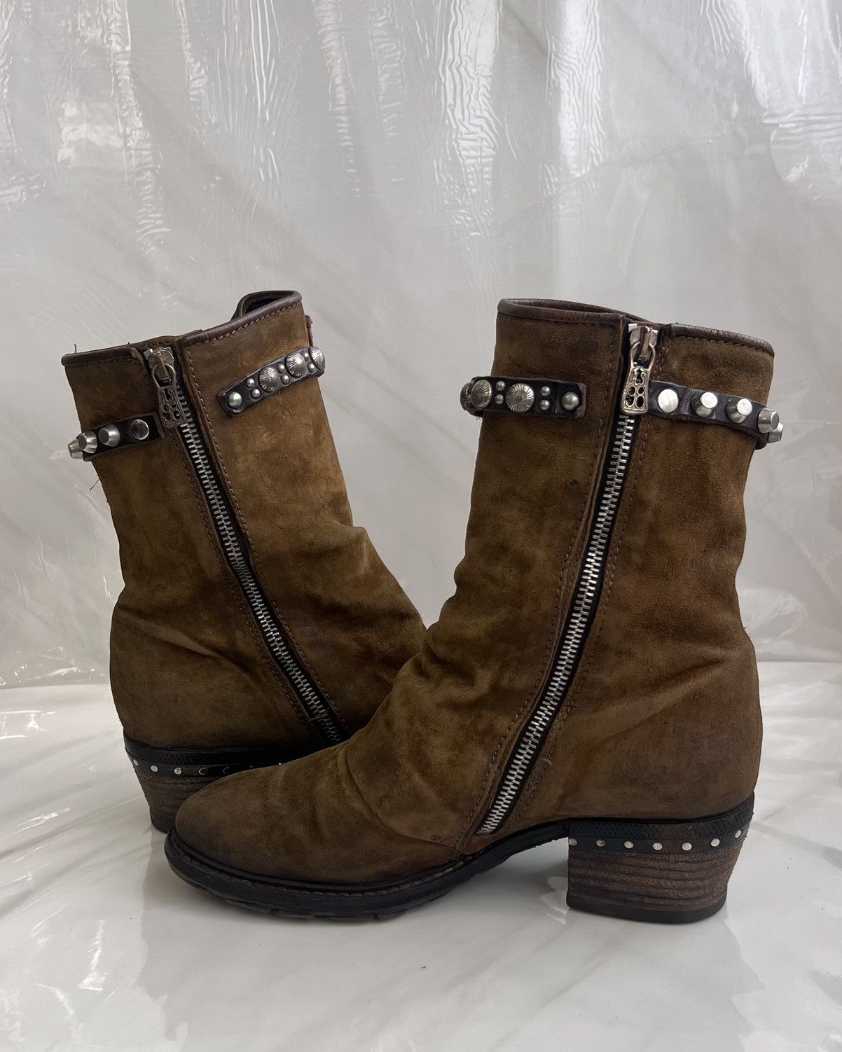 A.S.98 As 98 Airstep Zipper Boho Biker Green distressed boot Size US 8 / IT 38 - 7 Thumbnail