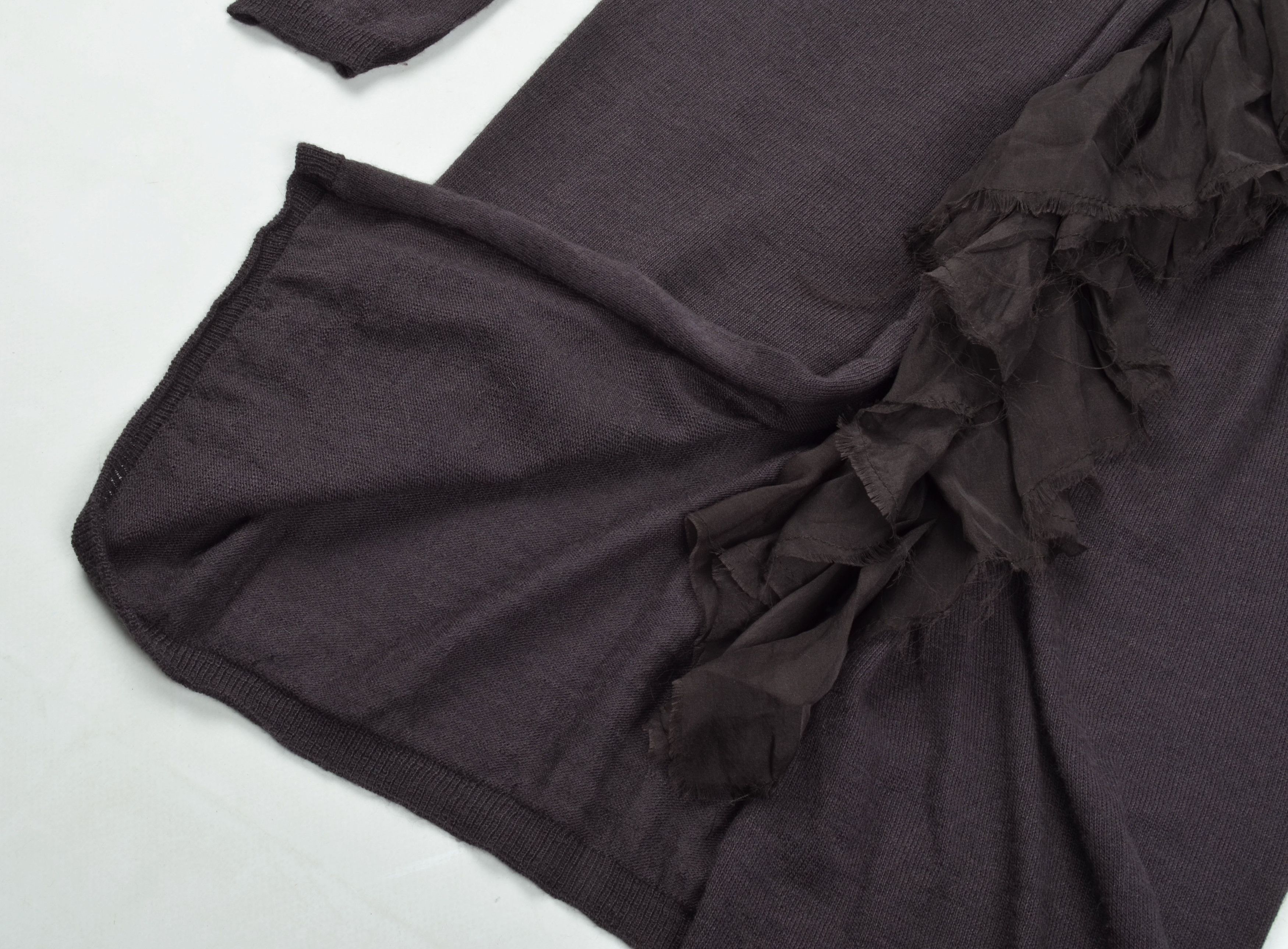 Other Kaos Dark Brown Knit Long Sleeve Dress with Ruffle Scarf Size M / US 6-8 / IT 42-44 - 7 Thumbnail