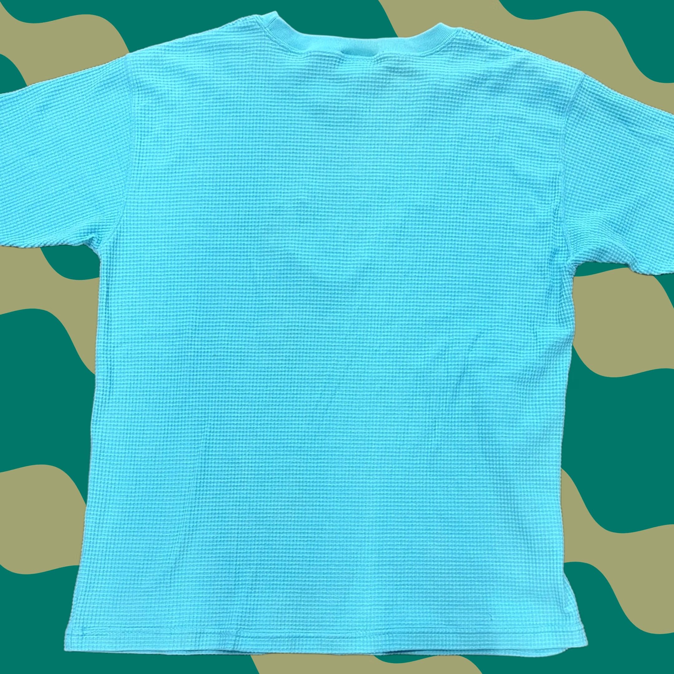 CO VINTAGE New York And Co Waffle Knit Blue Embroidered Graphic Tee L Mens Size US L / EU 52-54 / 3 - 1 Thumbnail