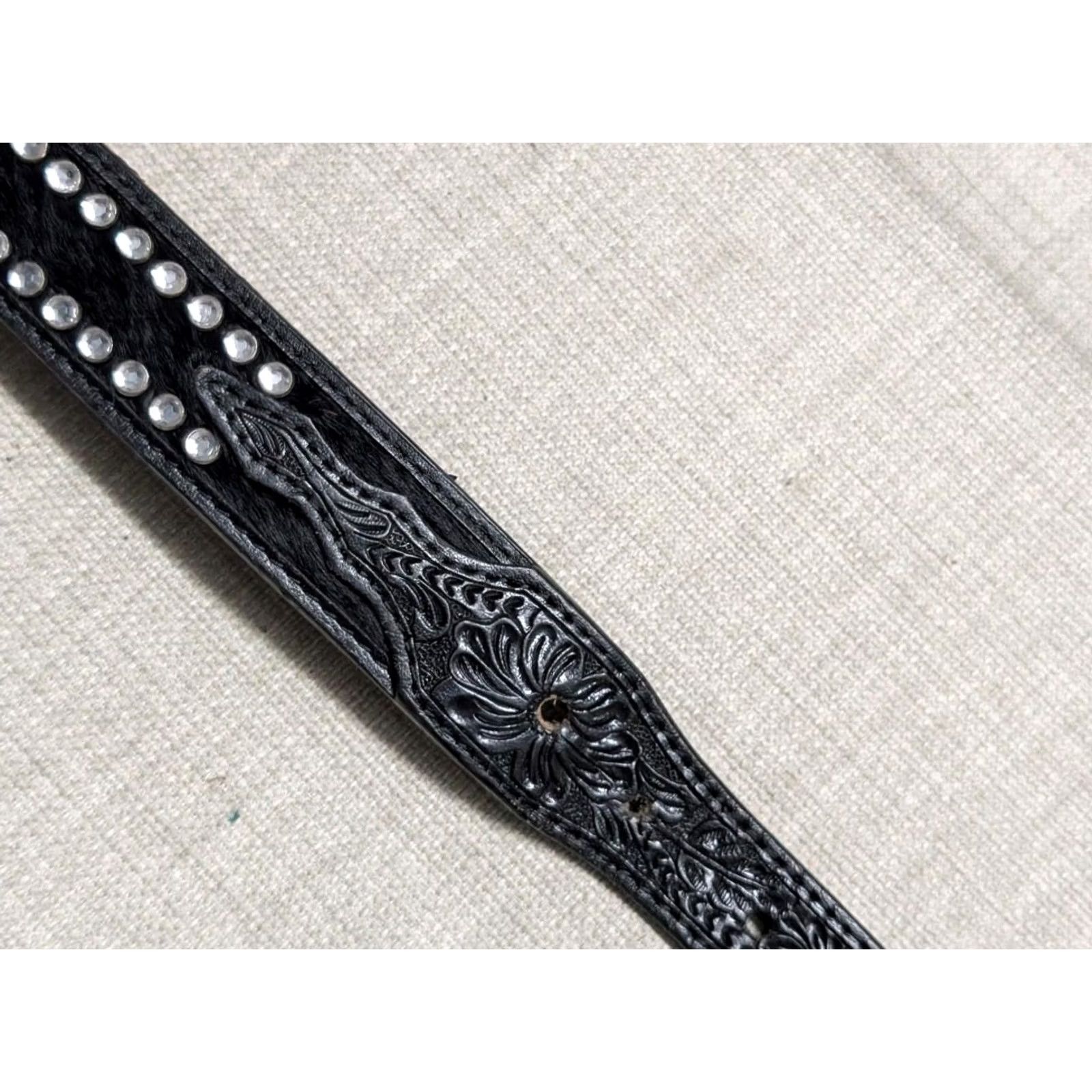 Vintage VINTAGE Ranger Western Belt Studded Buckle 32 Black Leather Tooled Cowboy Rodeo Mens Belt Size 32 - 6 Thumbnail