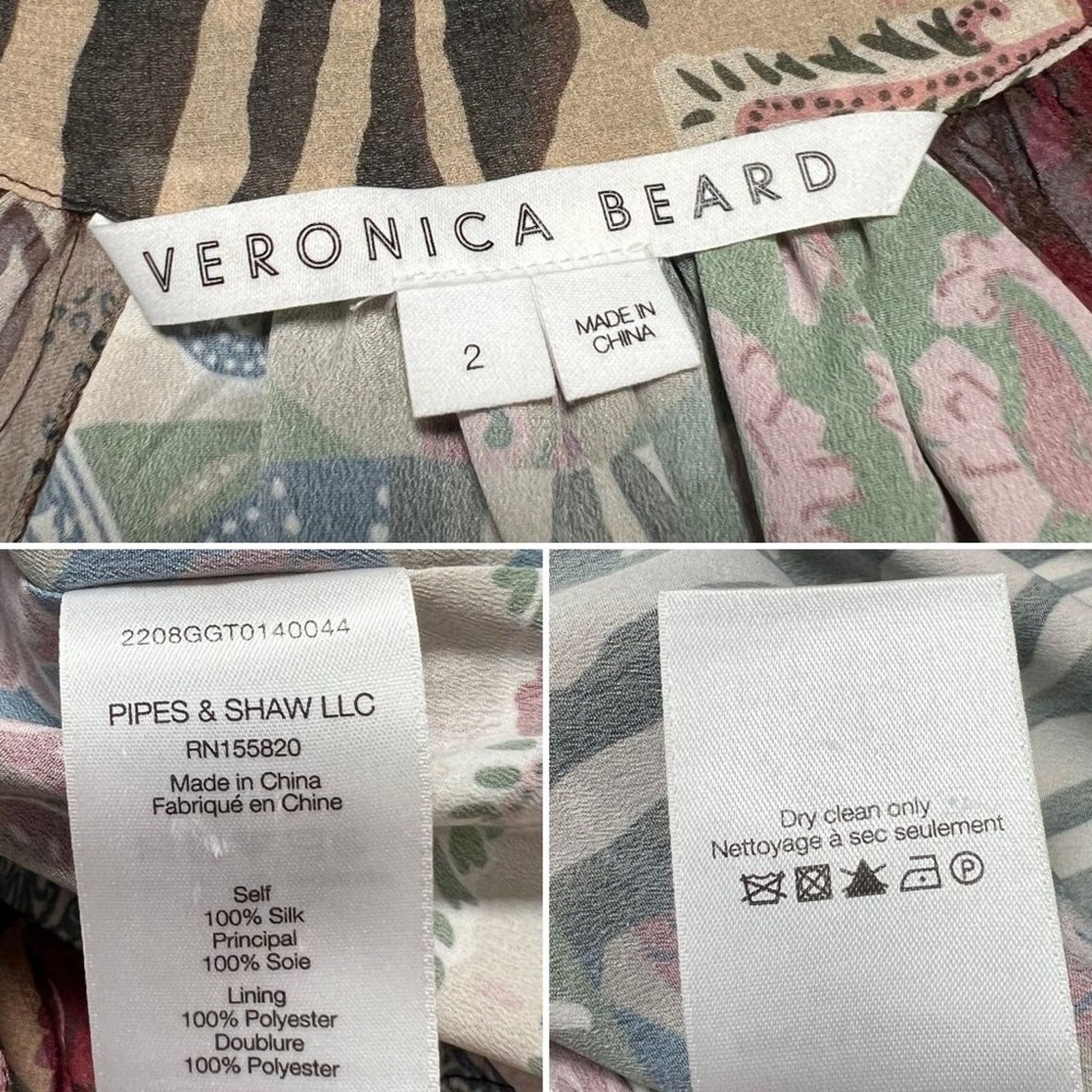 Veronica Beard Veronica Beard Jayce Silk Patchwork Blouse Print Size 2 Size XS / US 0-2 / IT 36-38 - 5 Thumbnail
