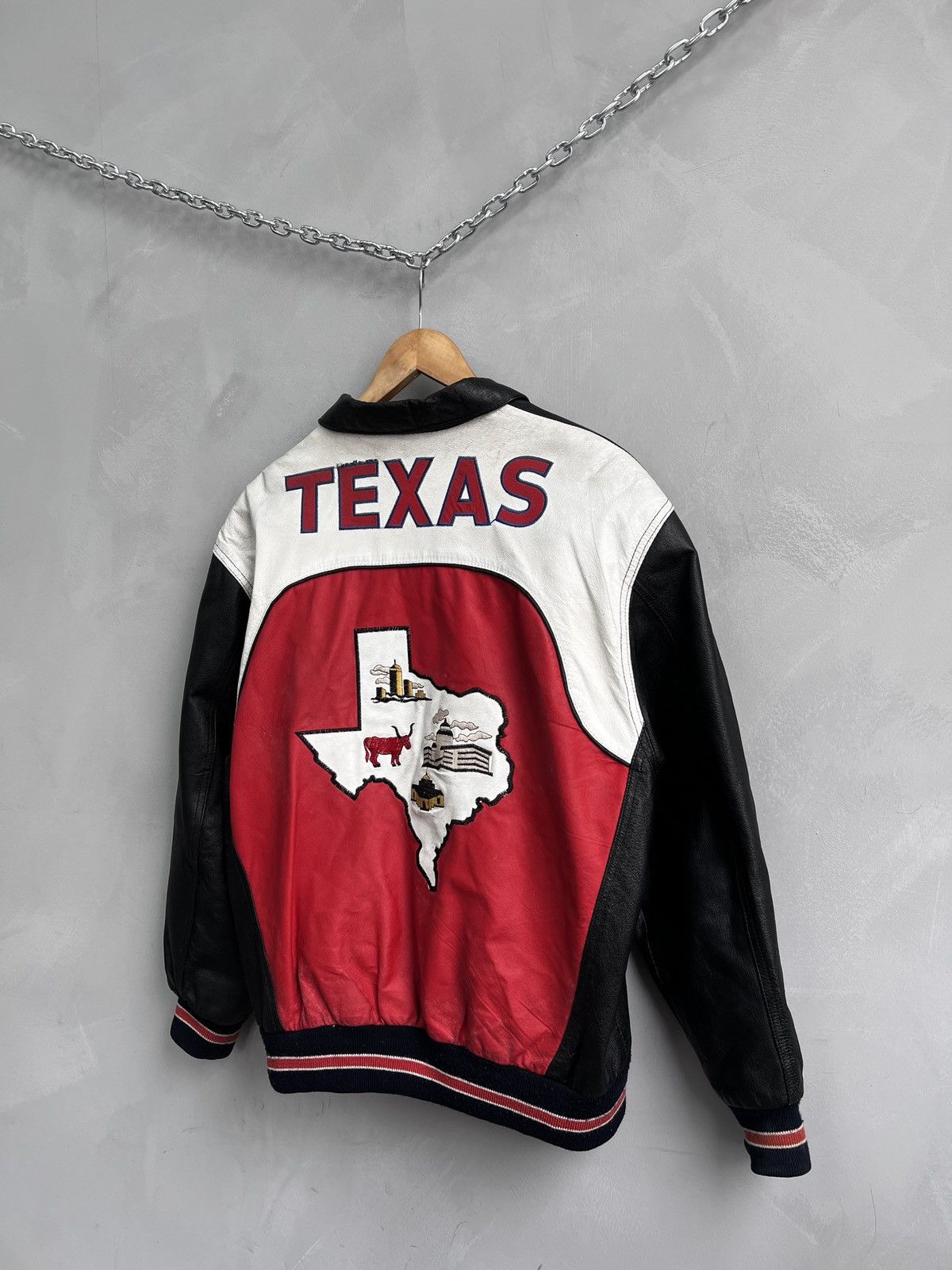 Vintage Retro 90s schott style aviator jacket leather TEXAS Size US L / EU 52-54 / 3 - 3 Thumbnail