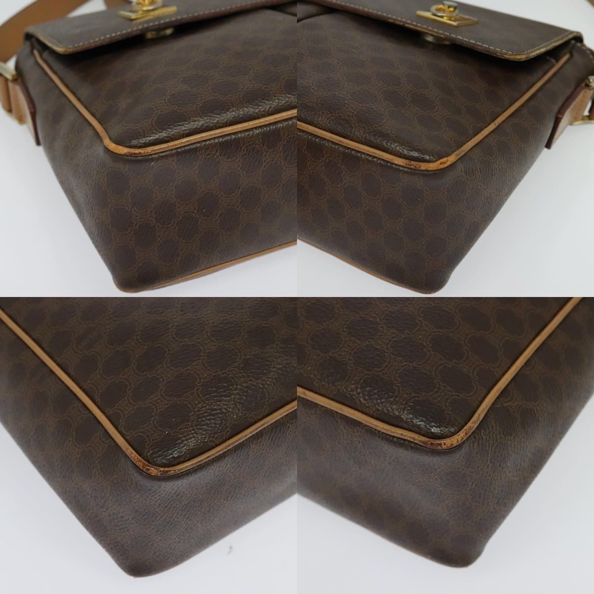 Celine CELINE Macadam Canvas Shoulder Bag Pvc Leather Brown Gold Size ONE SIZE - 10 Thumbnail