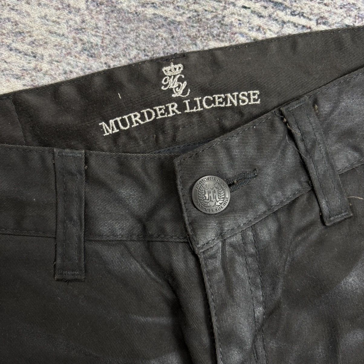 14th Addiction 2000s Murder License - Waxed Flared Denim Size US 29 - 8 Thumbnail