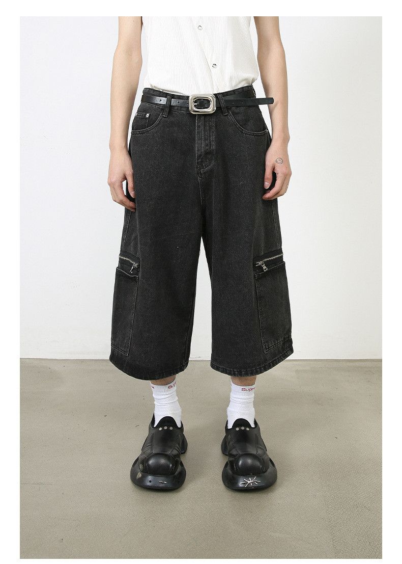 Japanese Brand × Jean Street Retro Loose Washed Cargo Denim Shorts Size US 32 / EU 48 - 1 Thumbnail