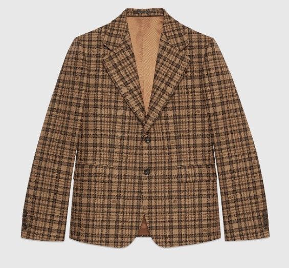 Gucci o1mt1gz0525 Double G Check Wool Jacket in Multicolor Size US M / EU 48-50 / 2 - 1 Thumbnail