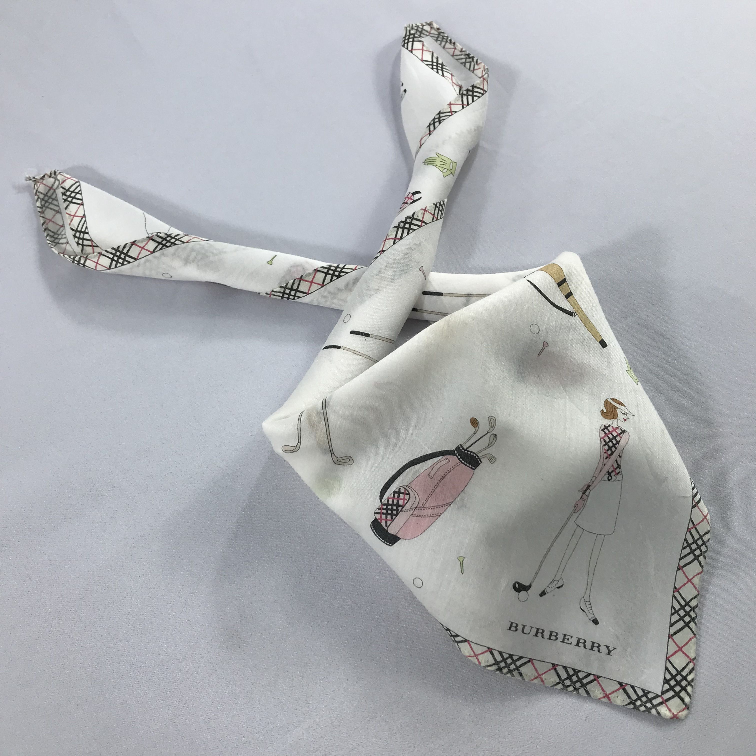 Burberry × Vintage Burberry Bandana / Handkerchief / Neckerchief - S2551 Size ONE SIZE - 4 Thumbnail