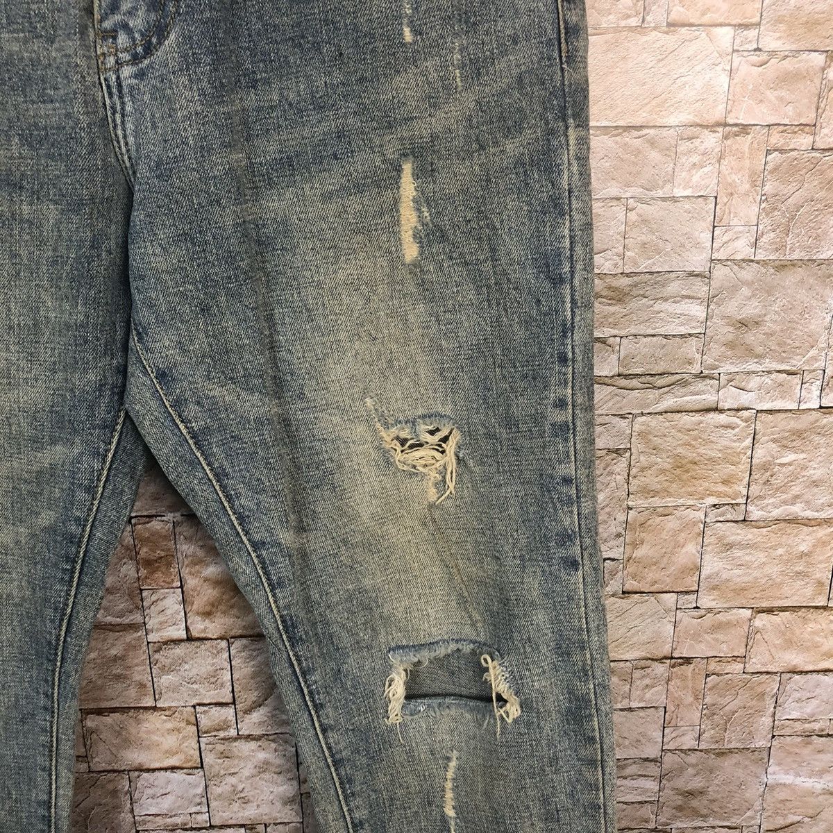 Japanese Brand Bvsseve Blue Distressed ripped jogger Denim Pants #A43 Size US 32 / EU 48 - 11 Thumbnail