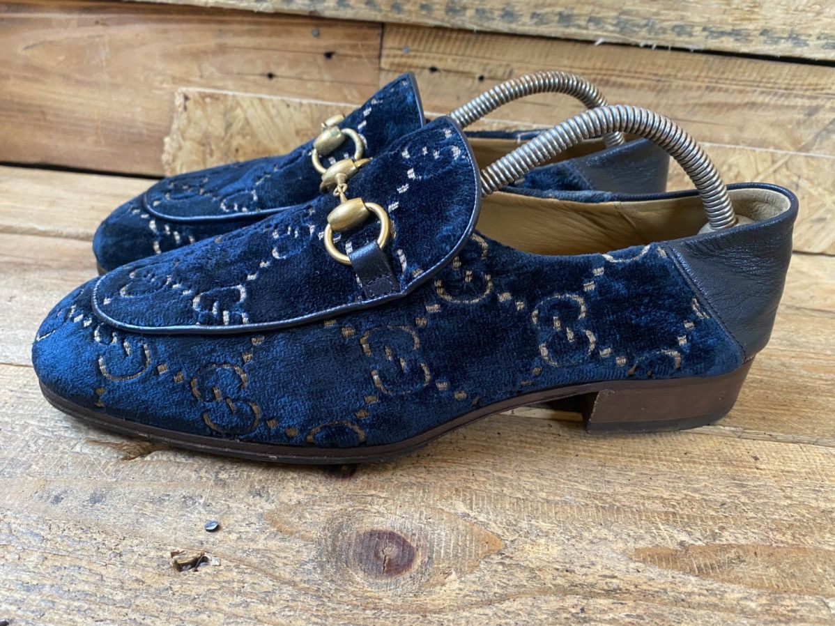 Designer × Gucci Gucci horsebit monogram velvet GG LOGO slip on loafers Uk6 Size US 7 / EU 40 - 8 Thumbnail