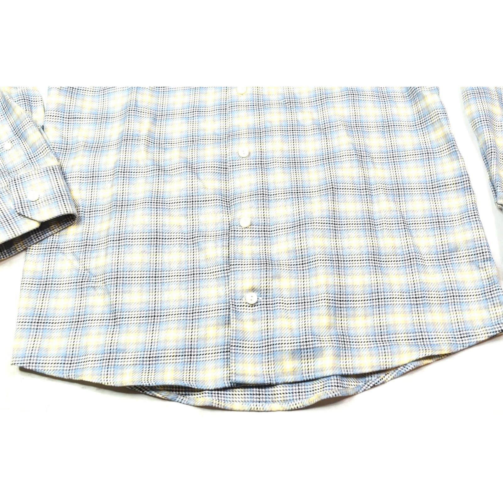 Eton ETON Textured Twill Shirt Yellow Blue Plaid Slim Fit Button-Down Mens 15.75 Size US L / EU 52-54 / 3 - 3 Thumbnail