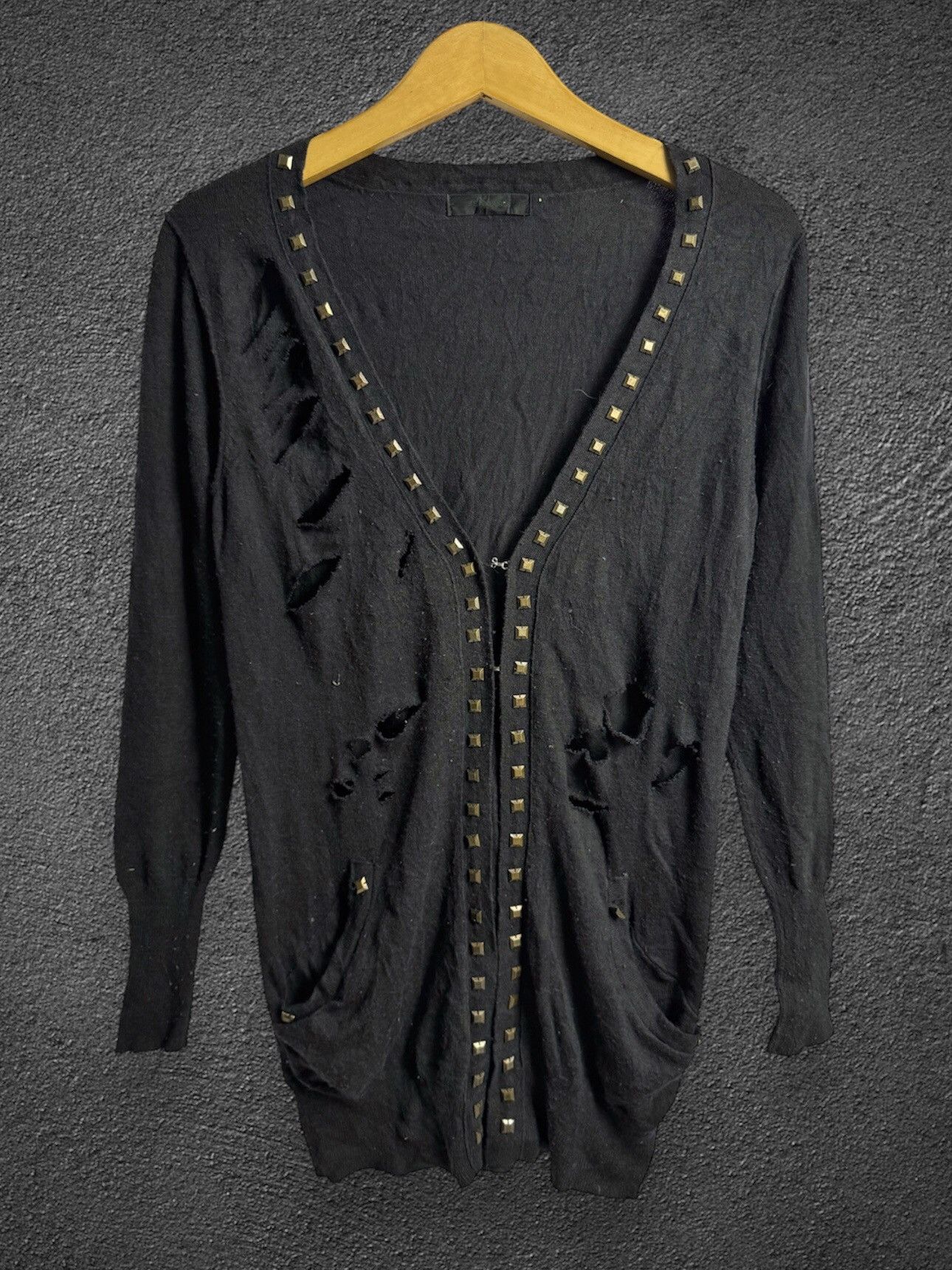 Hysteric Glamour × If Six Was Nine × Japanese Brand Studded Distressed Cardigan Jeanasis Size US M / EU 48-50 / 2 - 1 Thumbnail
