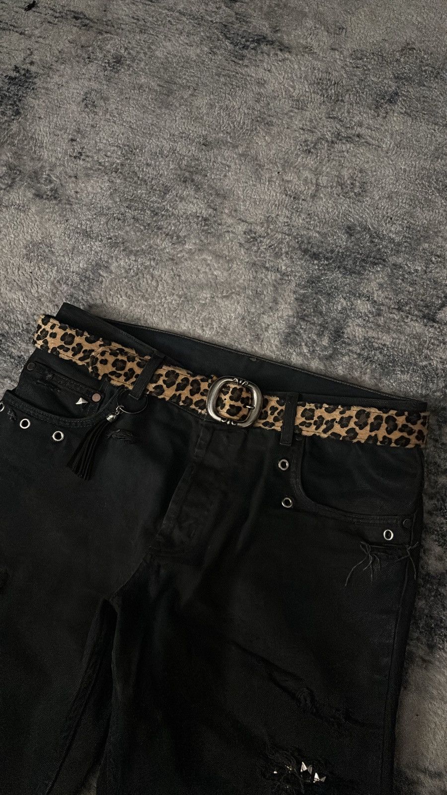 Pre-owned If Six Was Nine Leopard Print Cheetah Print Chrome Style Belt Fits 26-36 In Multi
