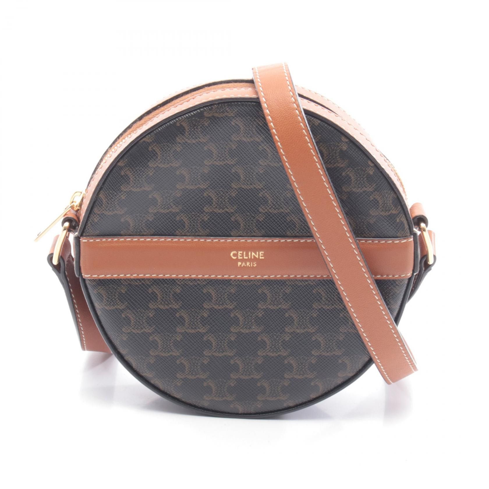 Celine Celine Celine Round Purse Triomphe Coated Canvas Shoulder Bag Plastic / Synthetic Shoulder Bag 10G342 DUTY FREE for USA Size ONE SIZE - 1 Thumbnail