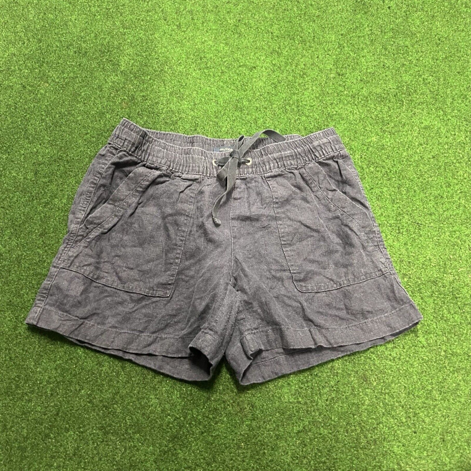 Nautica Nautica Shorts Womens Size S Blue Linen Blend Pull on Drawtring Pockets Casual Size 28" / US 6 / IT 42 - 1 Thumbnail