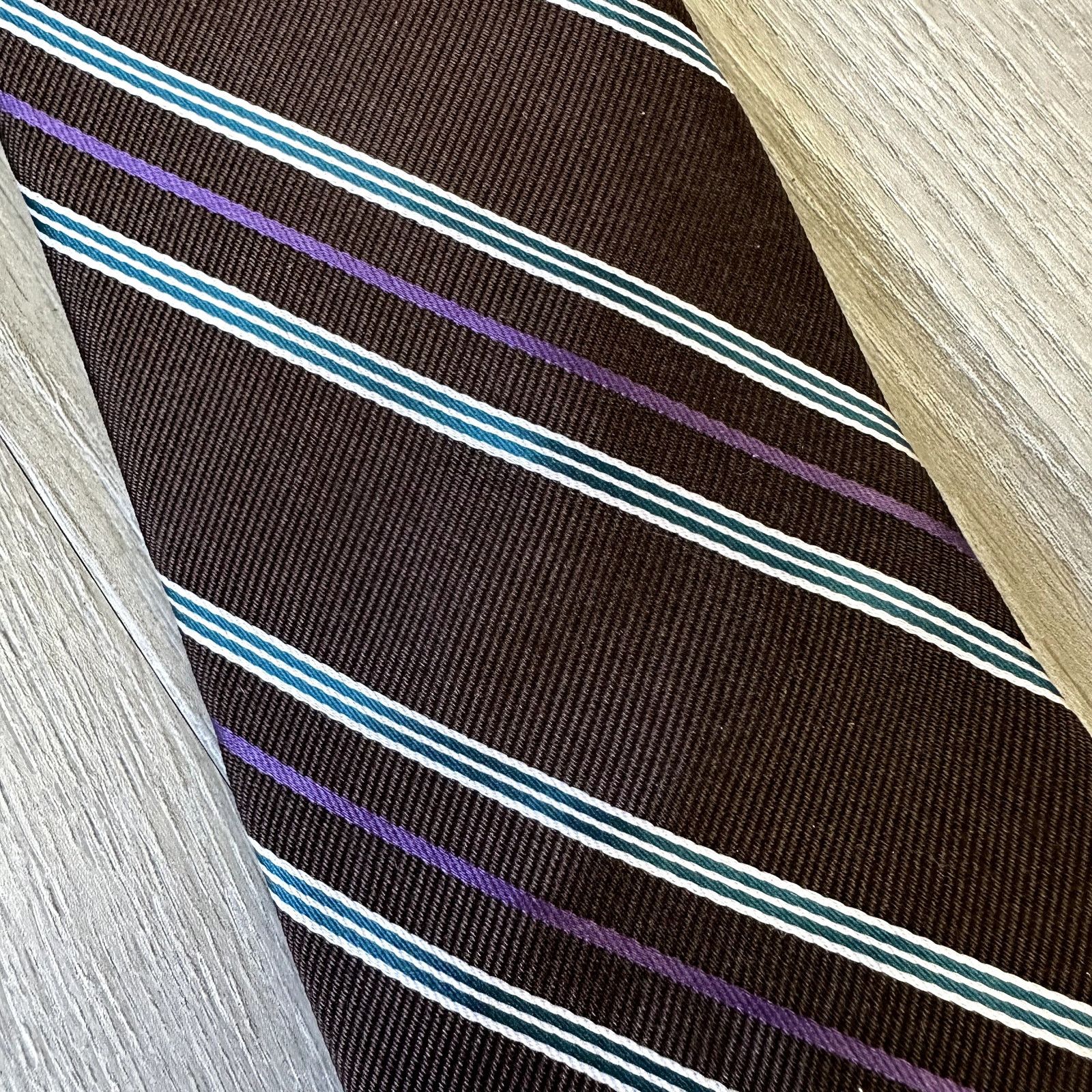 Hickey Freeman Hickey Freeman Brown Diagonal Stripe Silk Tie Blue White Size ONE SIZE - 2 Thumbnail