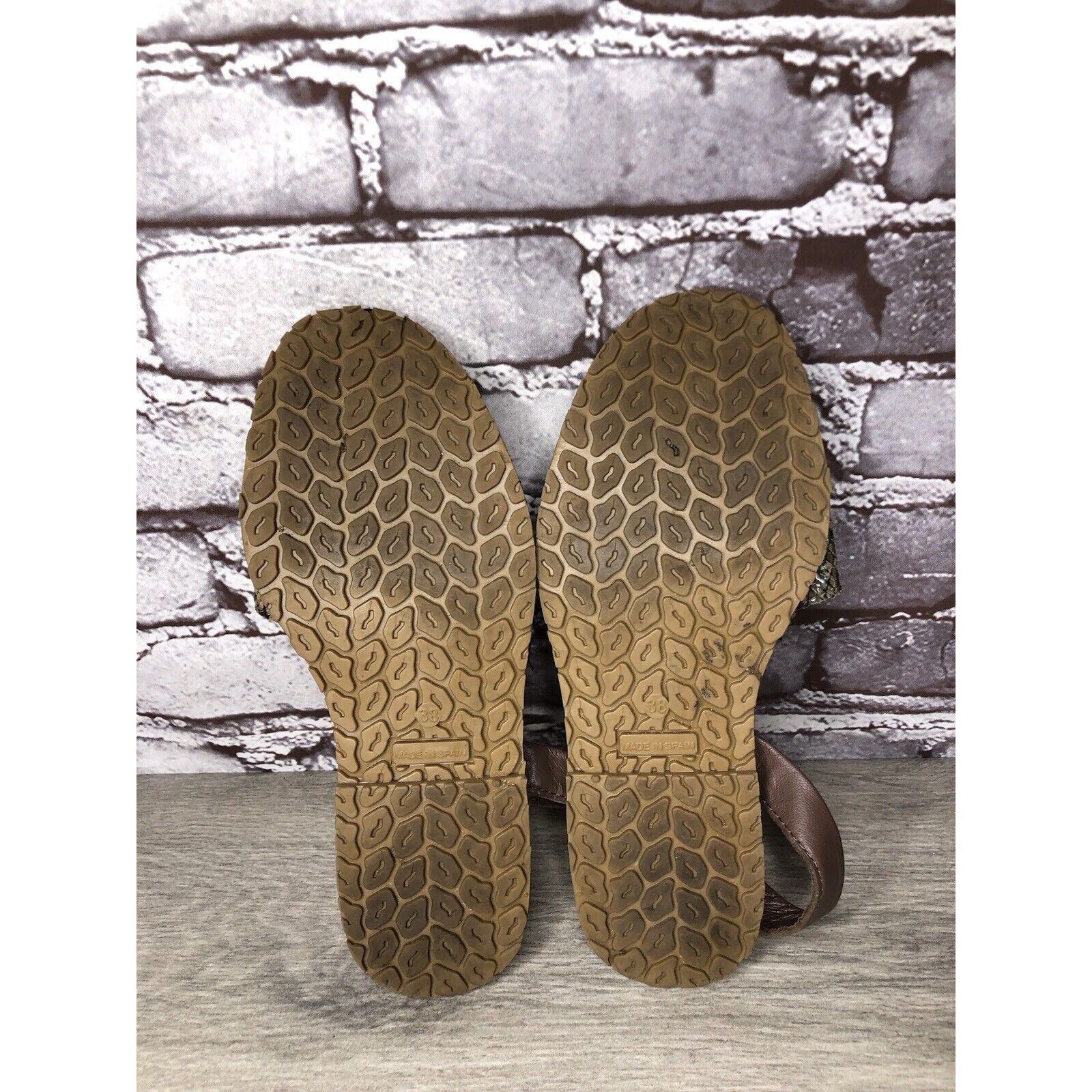Other AVARCA MENORQUINA Brown Leather Snake Slingback Sandals Wome Size US 7.5 / IT 37.5 - 7 Thumbnail