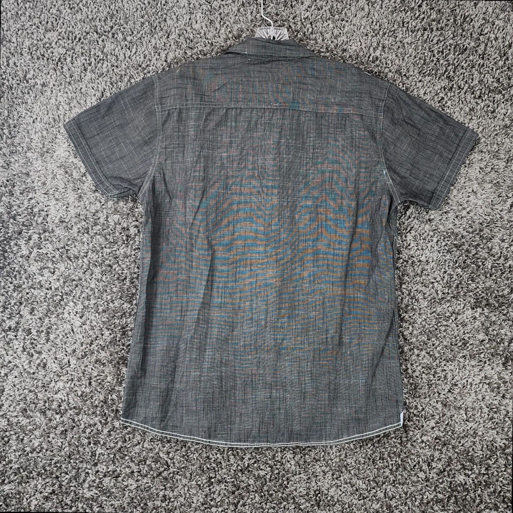 Vintage Tranquility Mayhem Mens Short Sleeve Button Up Shirt with Pockets Gray Size M Size US 31 - 6 Thumbnail