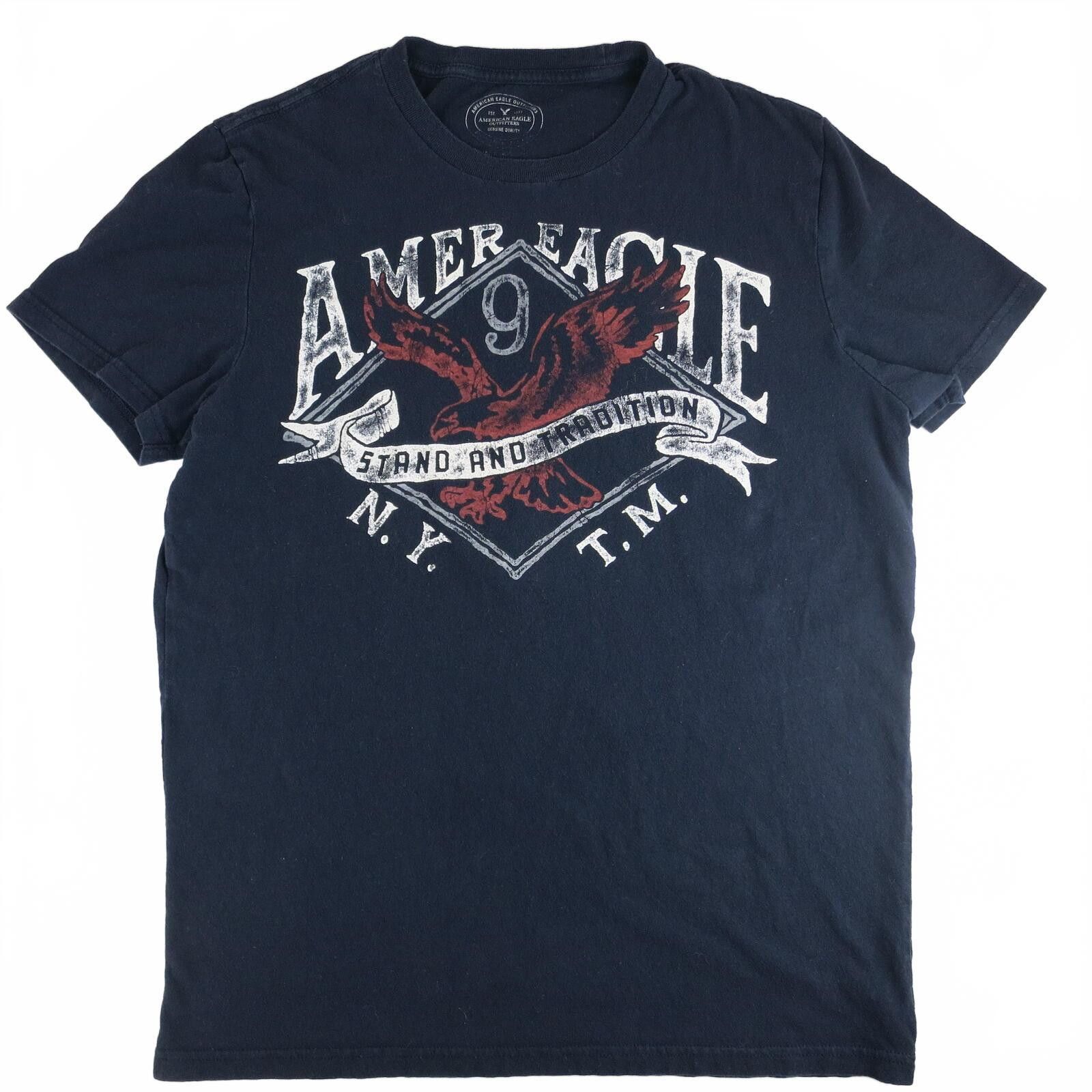 American Eagle Outfitters American Eagle Navy Blue Graphic T-Shirt Y2K Size M Size US M / EU 48-50 / 2 - 1 Thumbnail