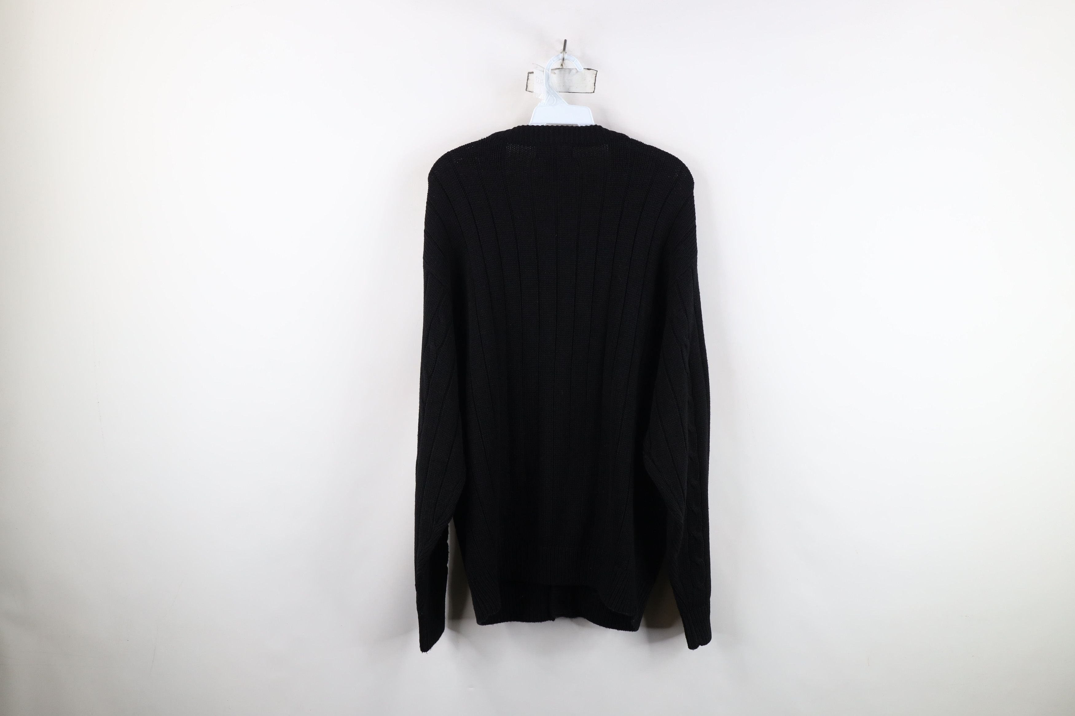 Vintage Vintage 90s Streetwear Cable Knit Cardigan Sweater Black Size US L / EU 52-54 / 3 - 10 Thumbnail