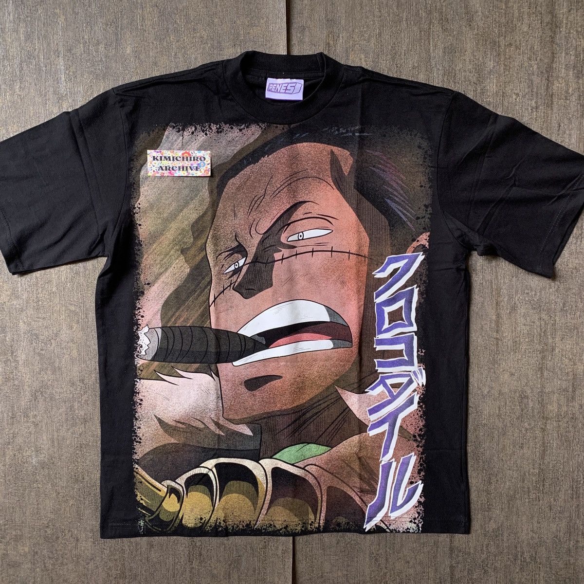 image of Anima x One Piece Shichibukai - Crocodile X Onepiece X Anime Tees in Black, Men's (Size XL)
