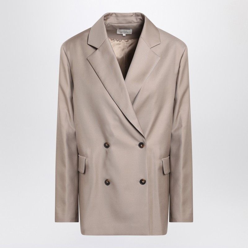 Loulou de Saison Loulou De Saison Double-Breasted Wool Jacket In Taupe Color Size M / US 6-8 / IT 42-44 - 1 Thumbnail