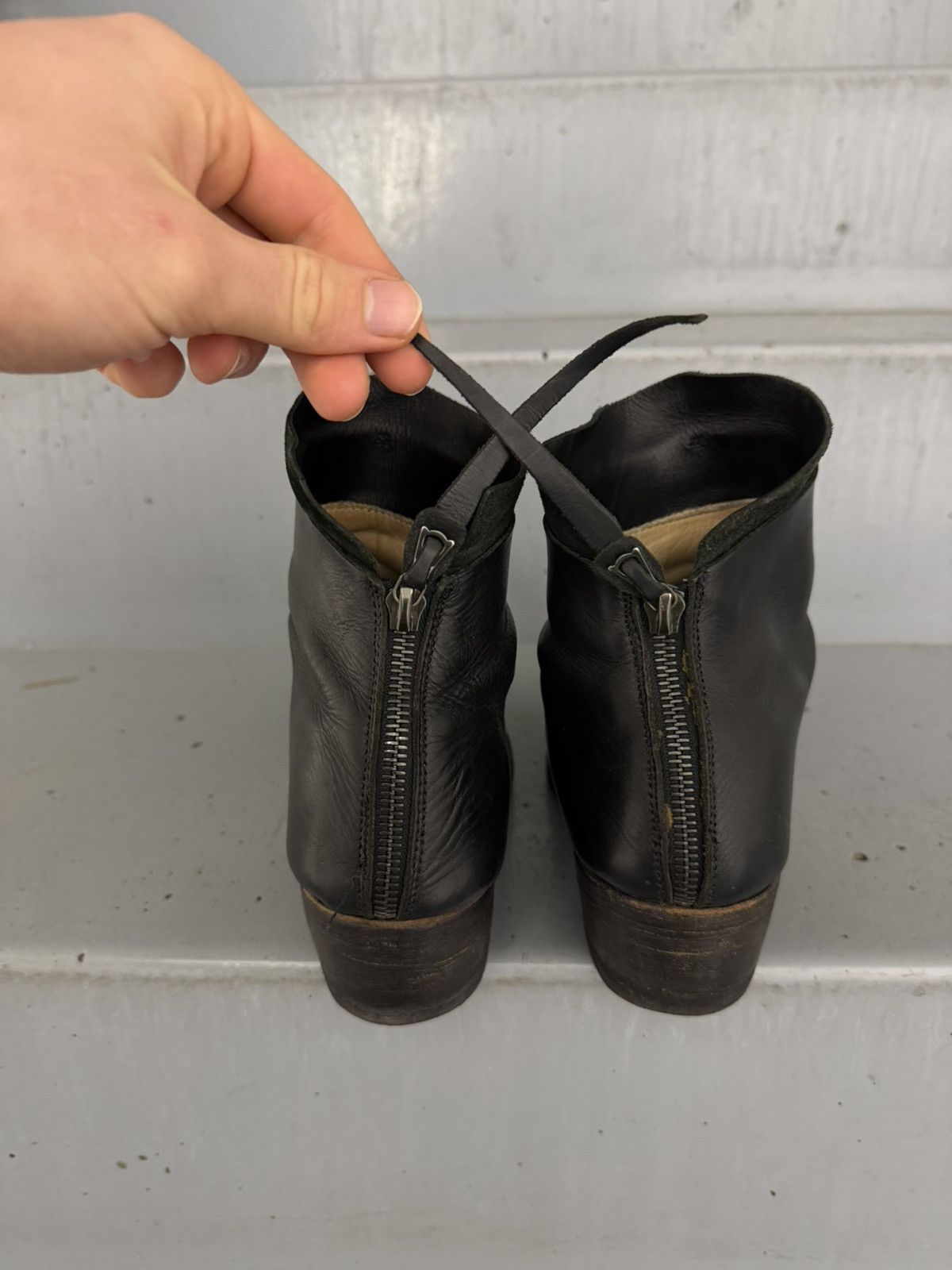 Ma+ M.A+Back Zipped Short Extra Horse Leather Boots Size US 7 / IT 37 - 9 Thumbnail