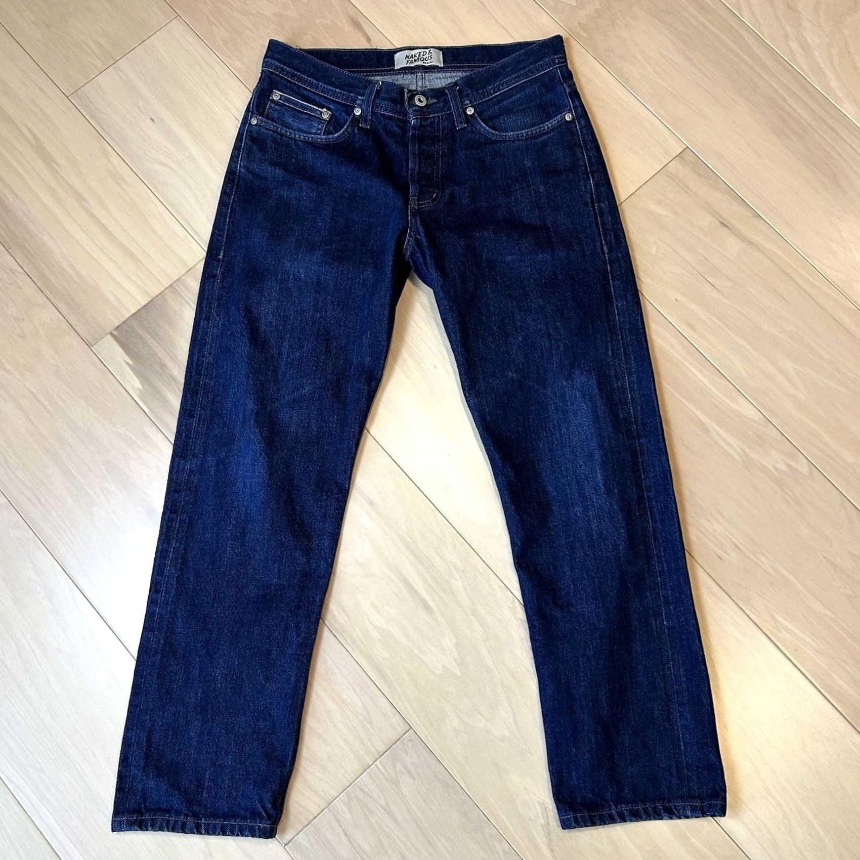 Vintage Emporio Armani Jeans 1981 Deep Blue Men’s 37 Denim Zip Slim 5-Pocket Mid Rise Logo Brand Clothing Mens Jeans Size US 37 - 7 Thumbnail