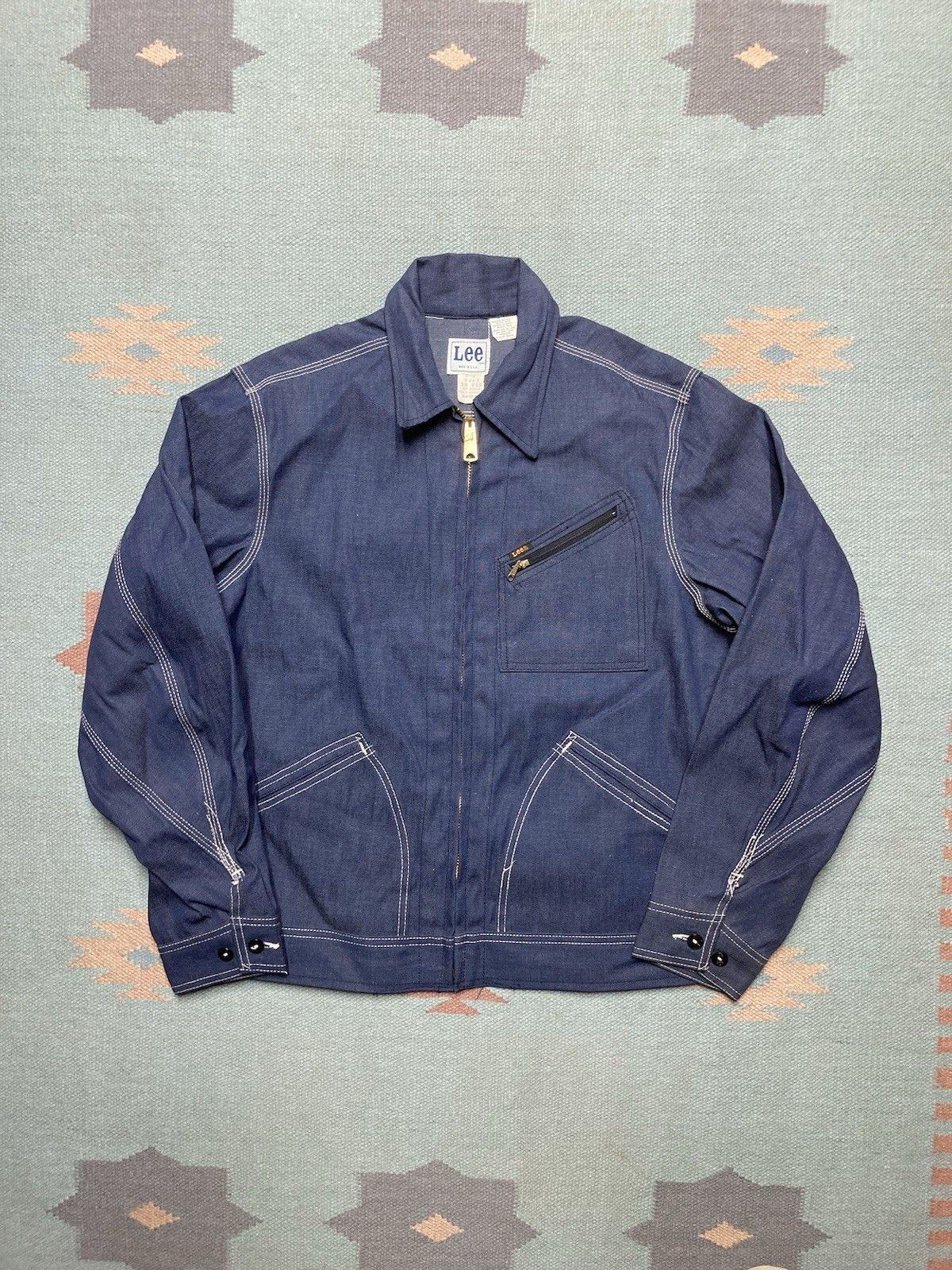 1960s 70s Lee 91b jacket 3 pocket DEADSTOCK raw denim 38 M
